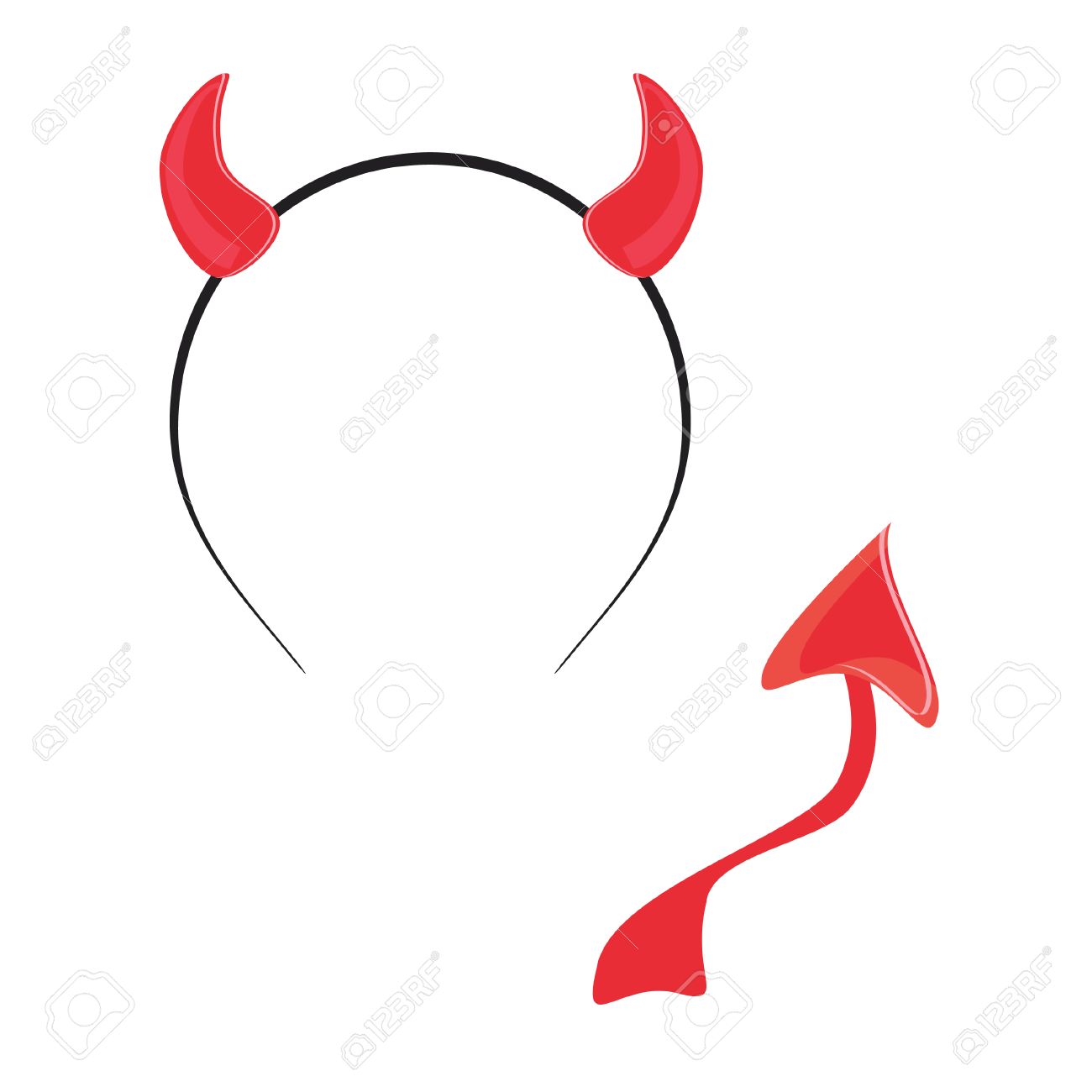 赤い悪魔を着た悪魔パーティー時間 ハロウィーン マスク分離角と尾のベクトルのイラスト素材 ベクタ Image