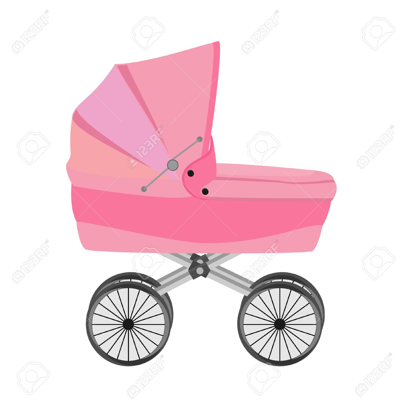 pink and white pram