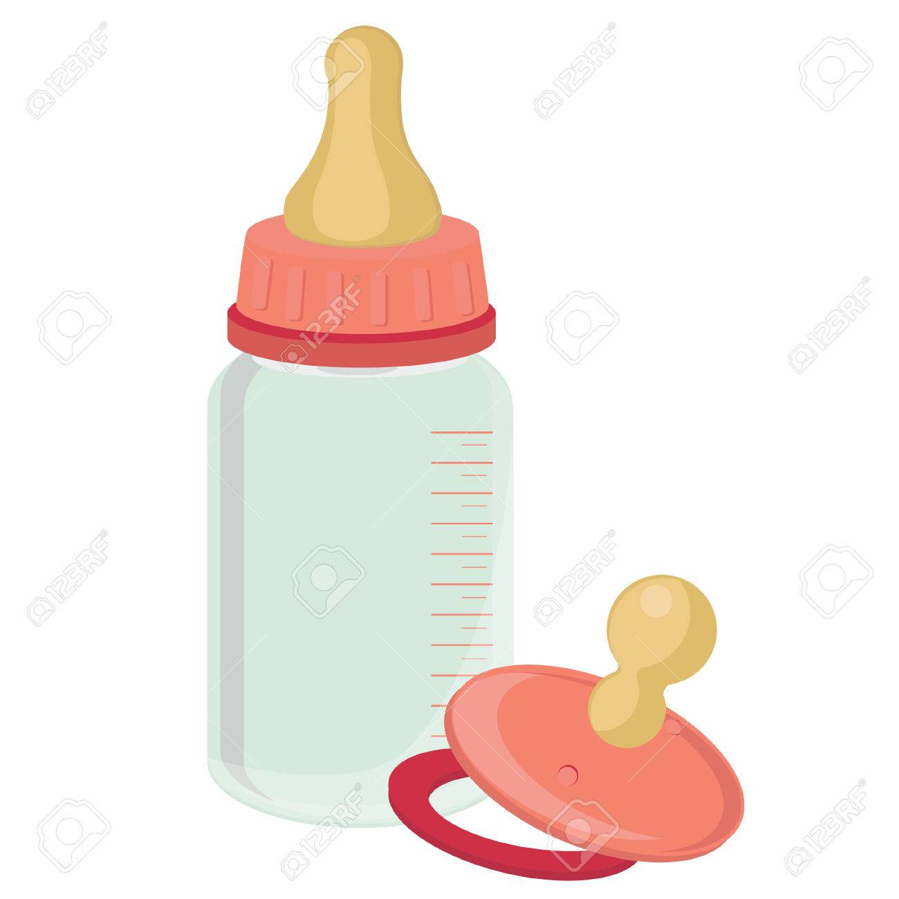 ボトル 牛乳瓶 粉ミルク 哺乳瓶 赤ちゃん乳首を給餌のイラスト素材 ベクタ Image