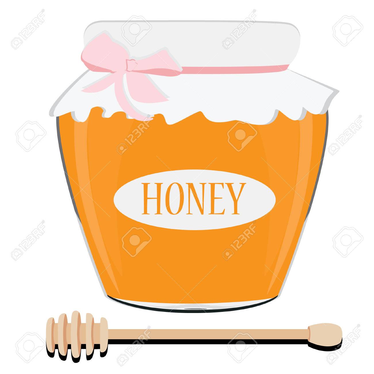 Honigtopf Mit Label Honig Und Honigloffel Vektor Illustration Honigloffel Honigglas Lizenzfrei Nutzbare Vektorgrafiken Clip Arts Illustrationen Image 44024610