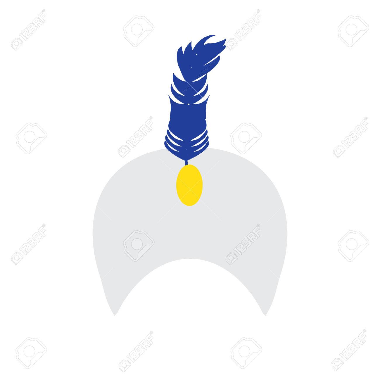 White Turban Hat With Jewel And Blue Feather Vector Illustration. Indian  Turban. Sultan Hat. Royalty Free SVG, Cliparts, Vectors, and Stock  Illustration. Image 44097093., image size:1300x1300