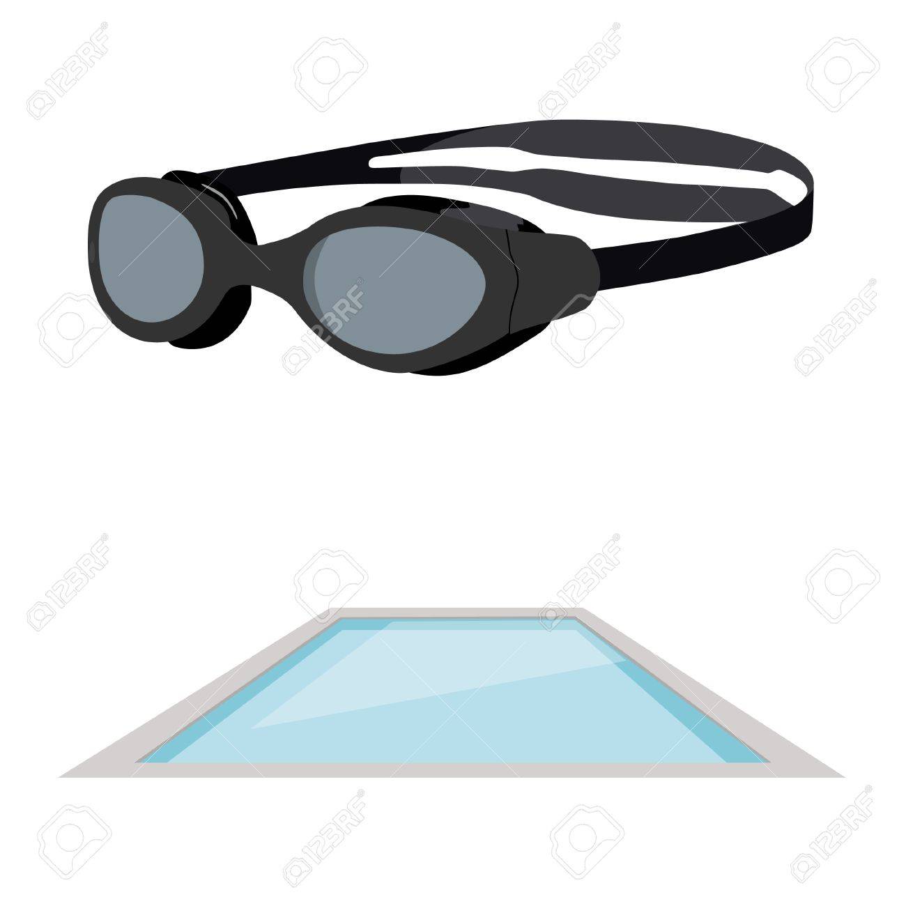 プールとゴーグルのベクトル イラスト スイミング アイコン セット のイラスト素材 ベクタ Image