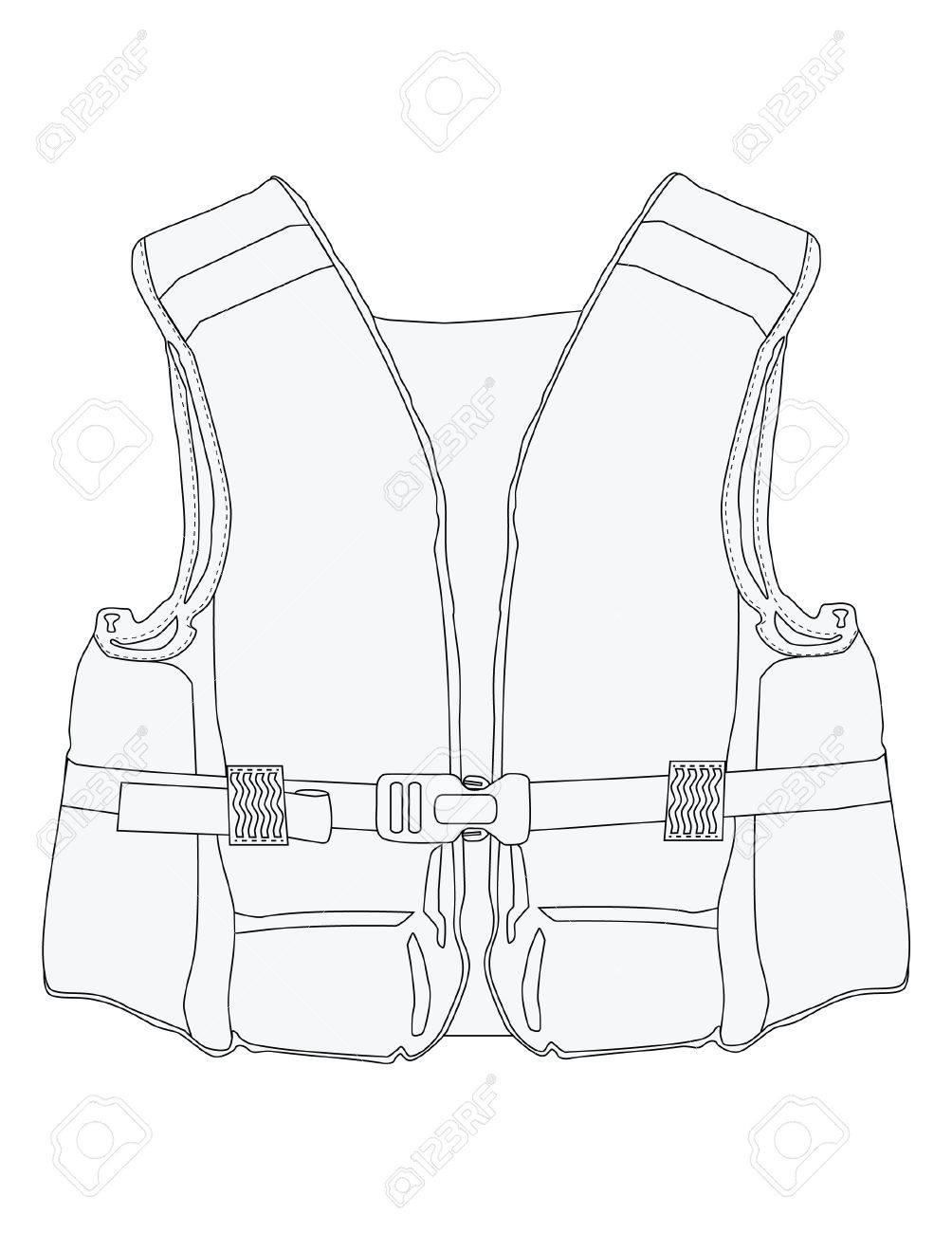 Vector illustration of outline drawing life jacket. Life vest, water protective, lifesaver, life preserver - 44108943 Vector illustration of outline drawing life jacket. Life vest, water protective, lifesaver, life preserver - 44108943