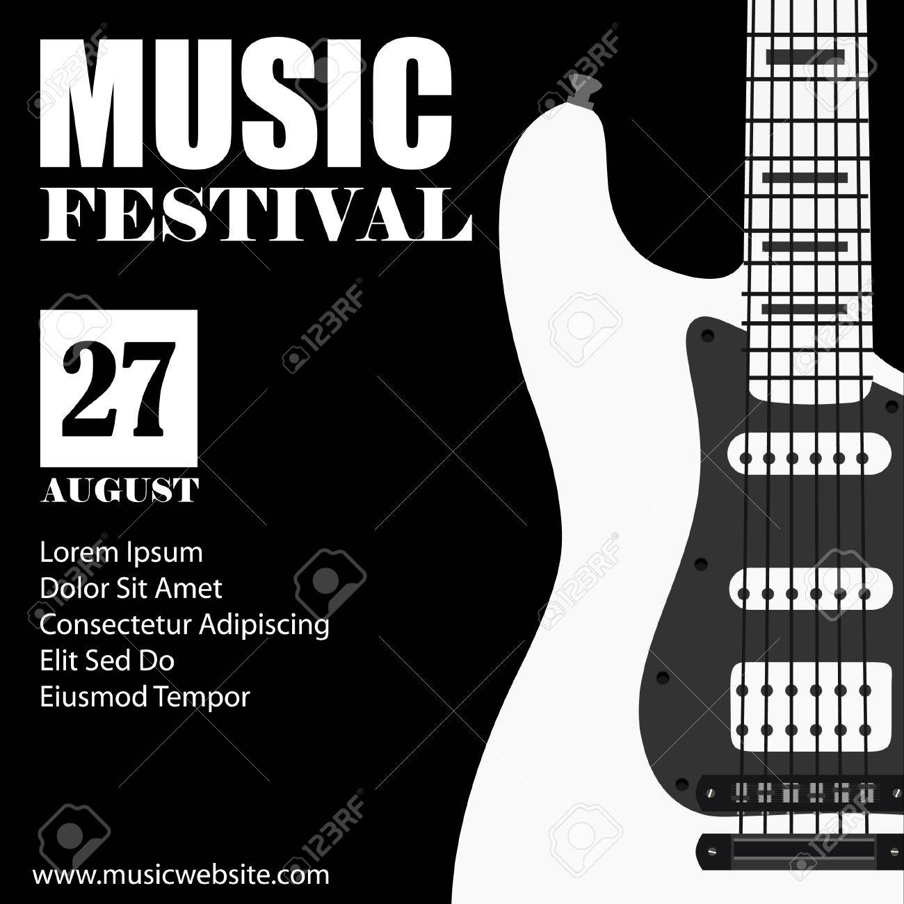 黒いエレキギターと音楽の背景のベクトル イラスト 音楽ポスター 音楽祭 ギター ポスター コンサート ポスター のイラスト素材 ベクタ Image
