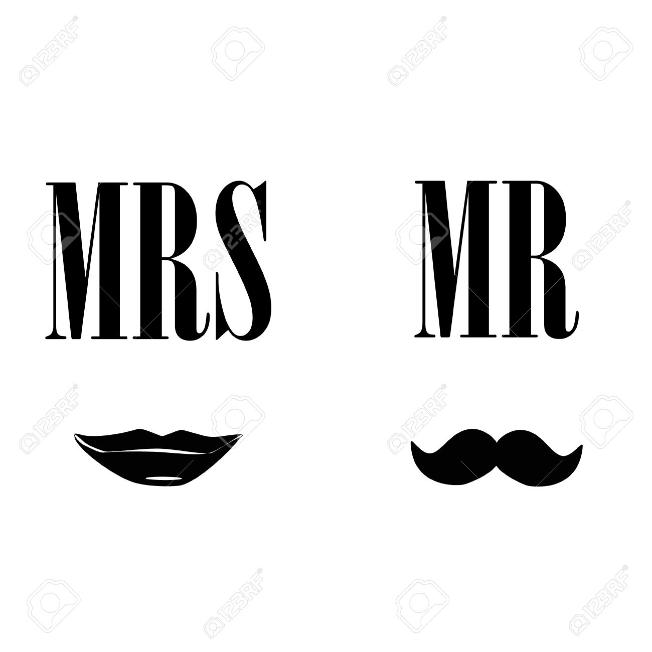 Ladies and gentleman vector illustration black silhouette lips kiss and mustache. Mrs and mr symbols - 45907008 Ladies and gentleman vector illustration black silhouette lips kiss and mustache. Mrs and mr symbols - 45907008