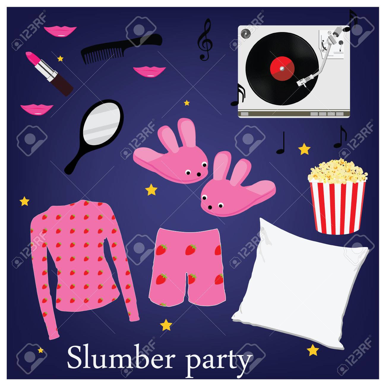 slumber party invitation symbols elements sleepover pajama sleepover party invitation