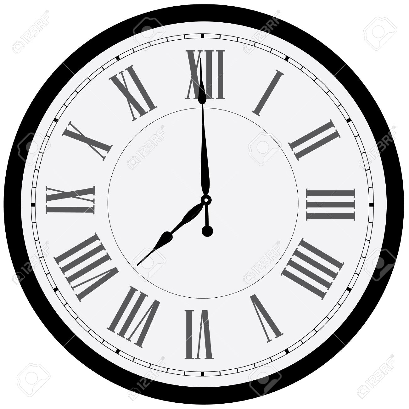 black wall clock raster isolated clock on wall shows eight o clock