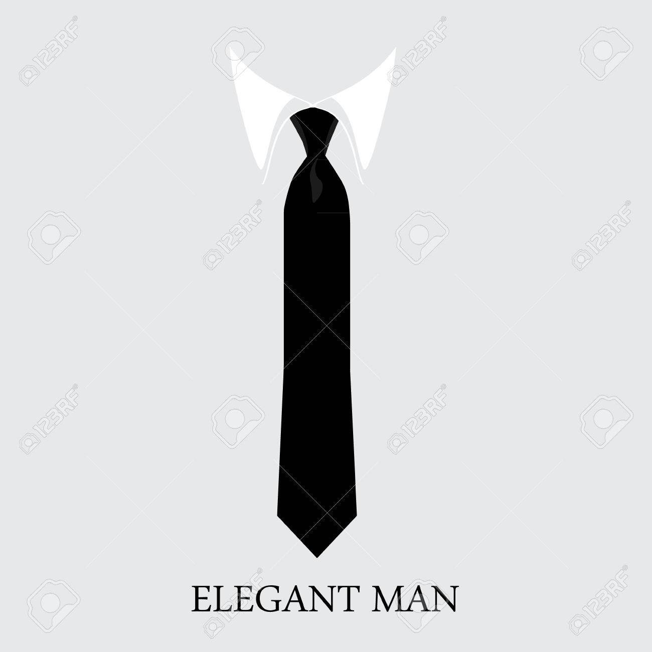 black necktie vector illustration white shirt and black tie