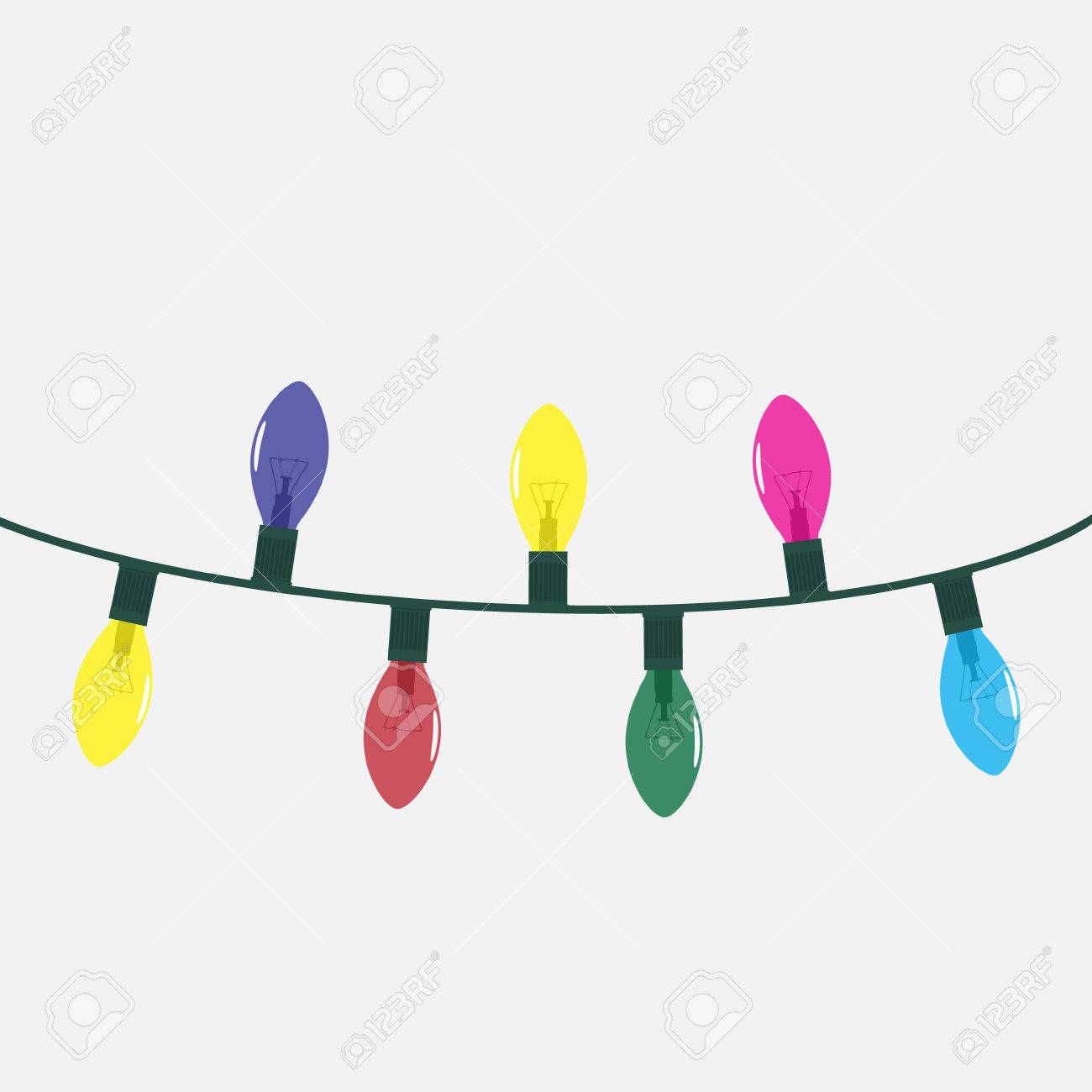 ベクトル イラスト カラフルなクリスマス ライト電球 正月飾り 発光のガーランド ストリング ライトのイラスト素材 ベクタ Image