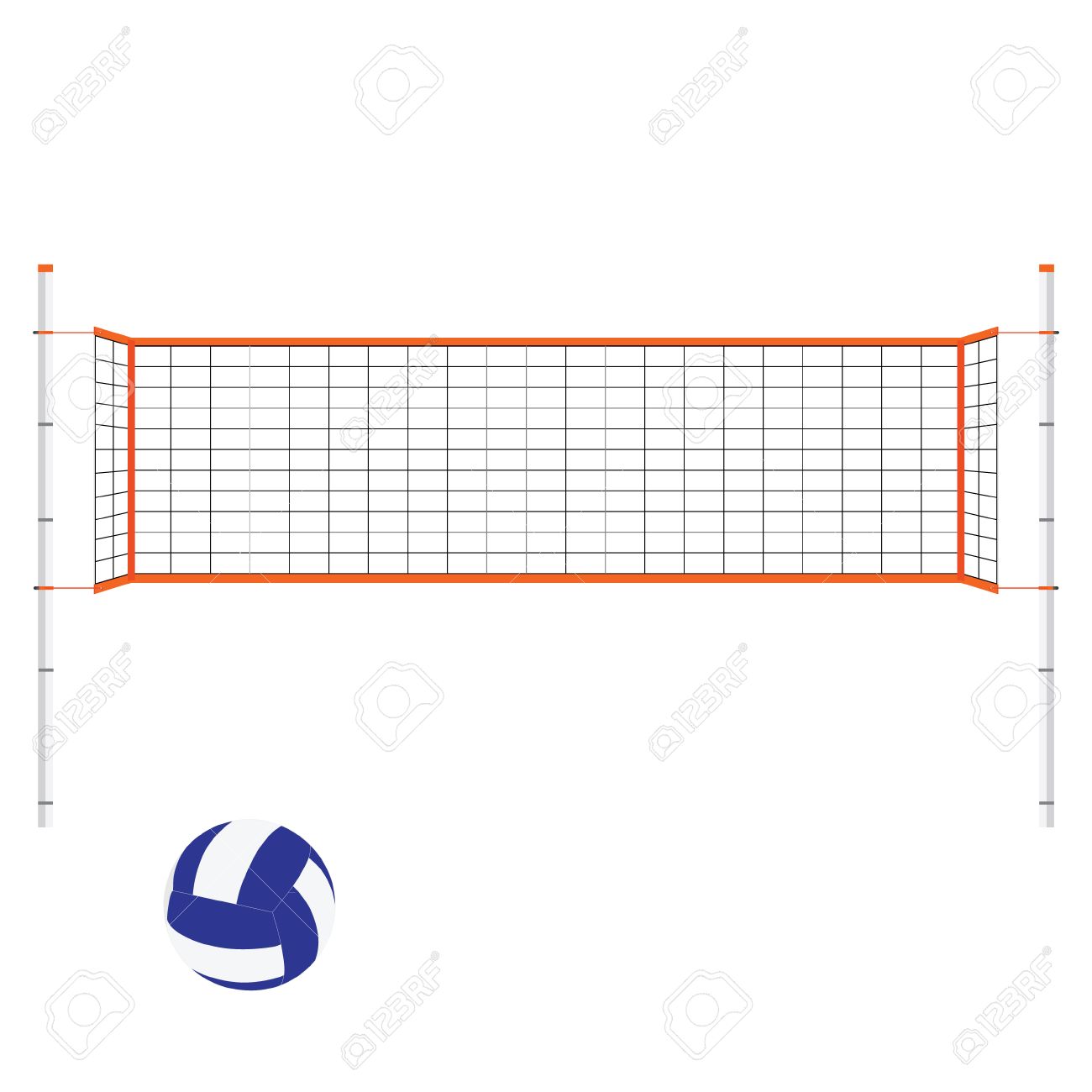 Vector Illustration Beach Volleyball Net And Ball. Orange Indoor ... Vector Illustration Beach Volleyball Net And Ball. Orange Indoor ...