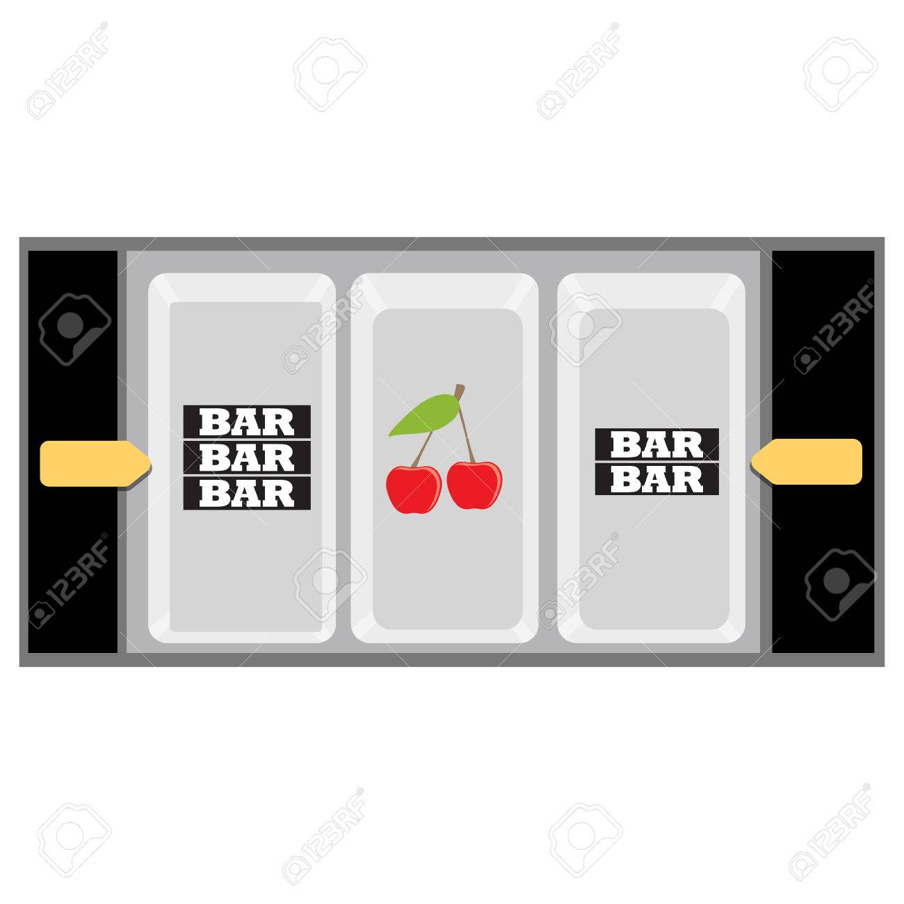 raster illustration slot machine symbols cherry and bar stock photo