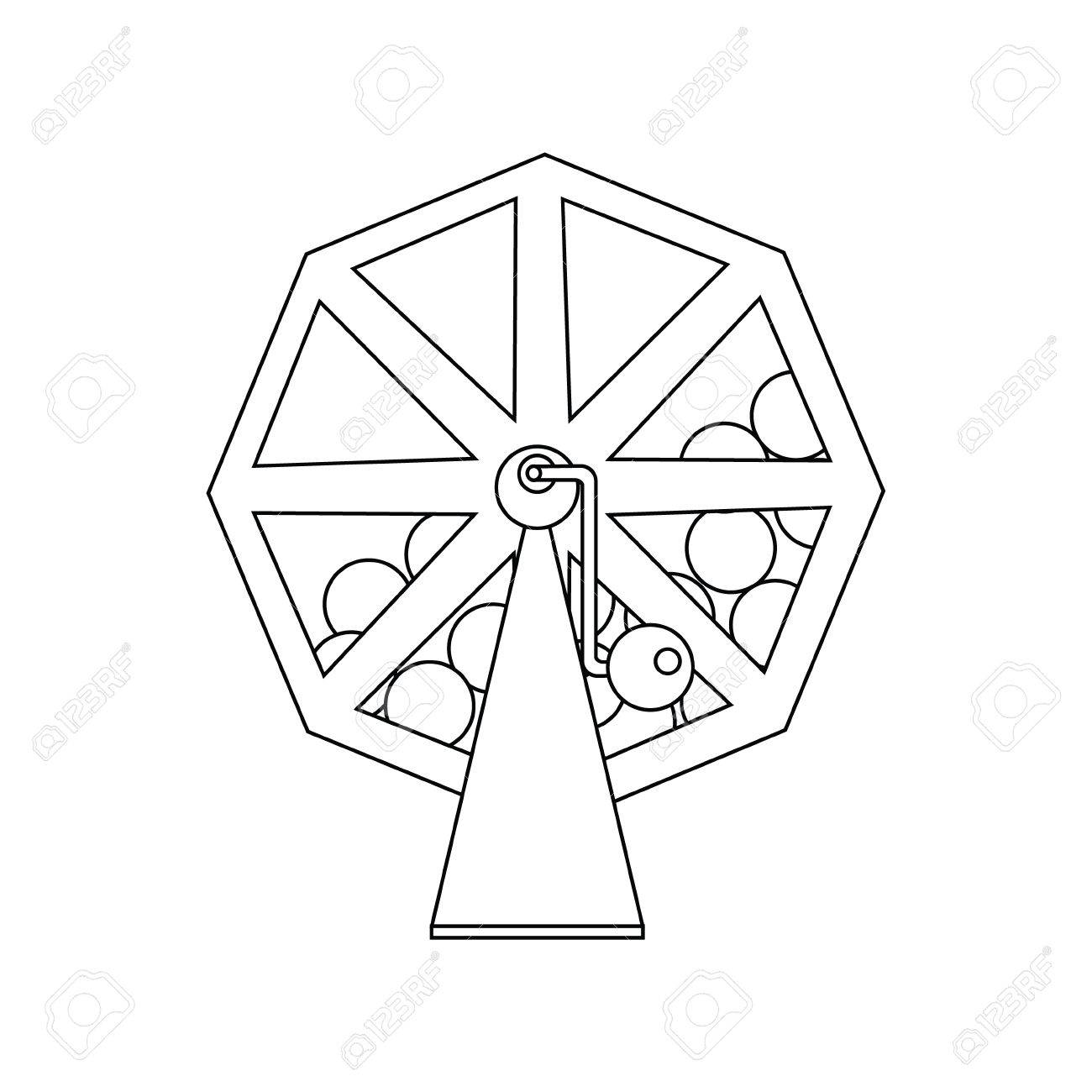 ベクトル図宝くじフラット アイコン モバイルおよび Web アプリケーション ビンゴのボールの回転の宝くじのドラム 宝くじスピナー 抽選機 のイラスト素材 ベクタ Image