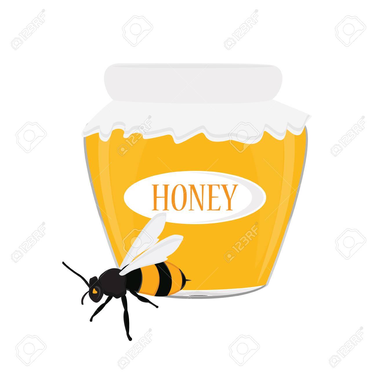 Vektor Illustration Honig Bank Glas Und Bienenkonigin Honigtopf Lizenzfrei Nutzbare Vektorgrafiken Clip Arts Illustrationen Image 55645499