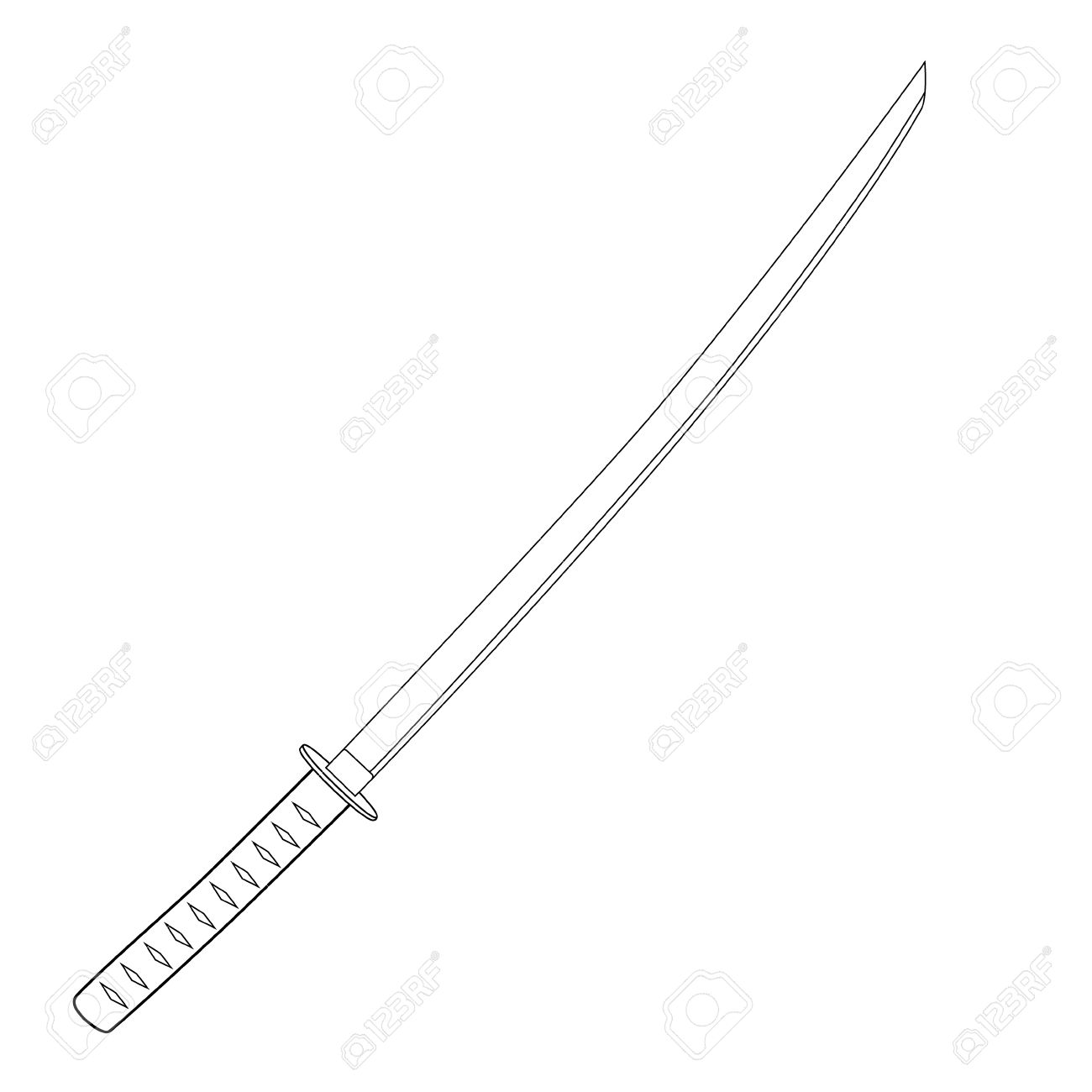 Vector Katana Japonais épée Contour Dessin Illustration Samurai épée Arme Traditionnelle Clip Art Libres De Droits Vecteurs Et Illustration Image 55645502