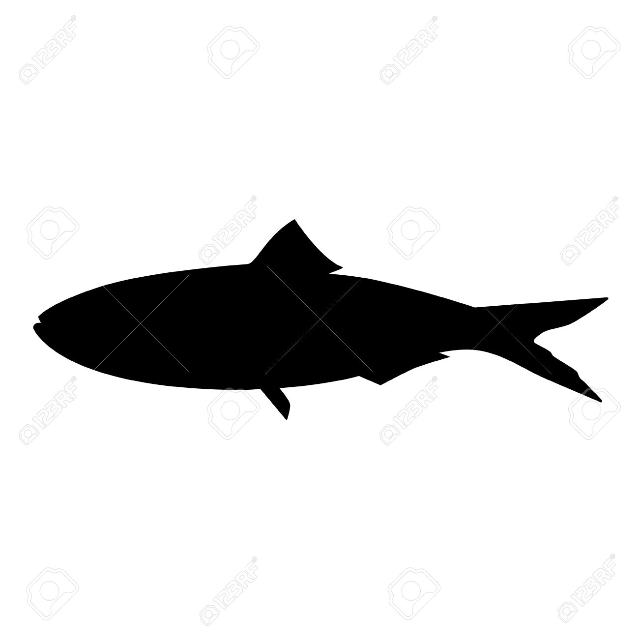 Raster Illustration Silhouette Noire De Poissons De Sardines Seau Gris Illustration Raster Plein De Poisson Frais Et