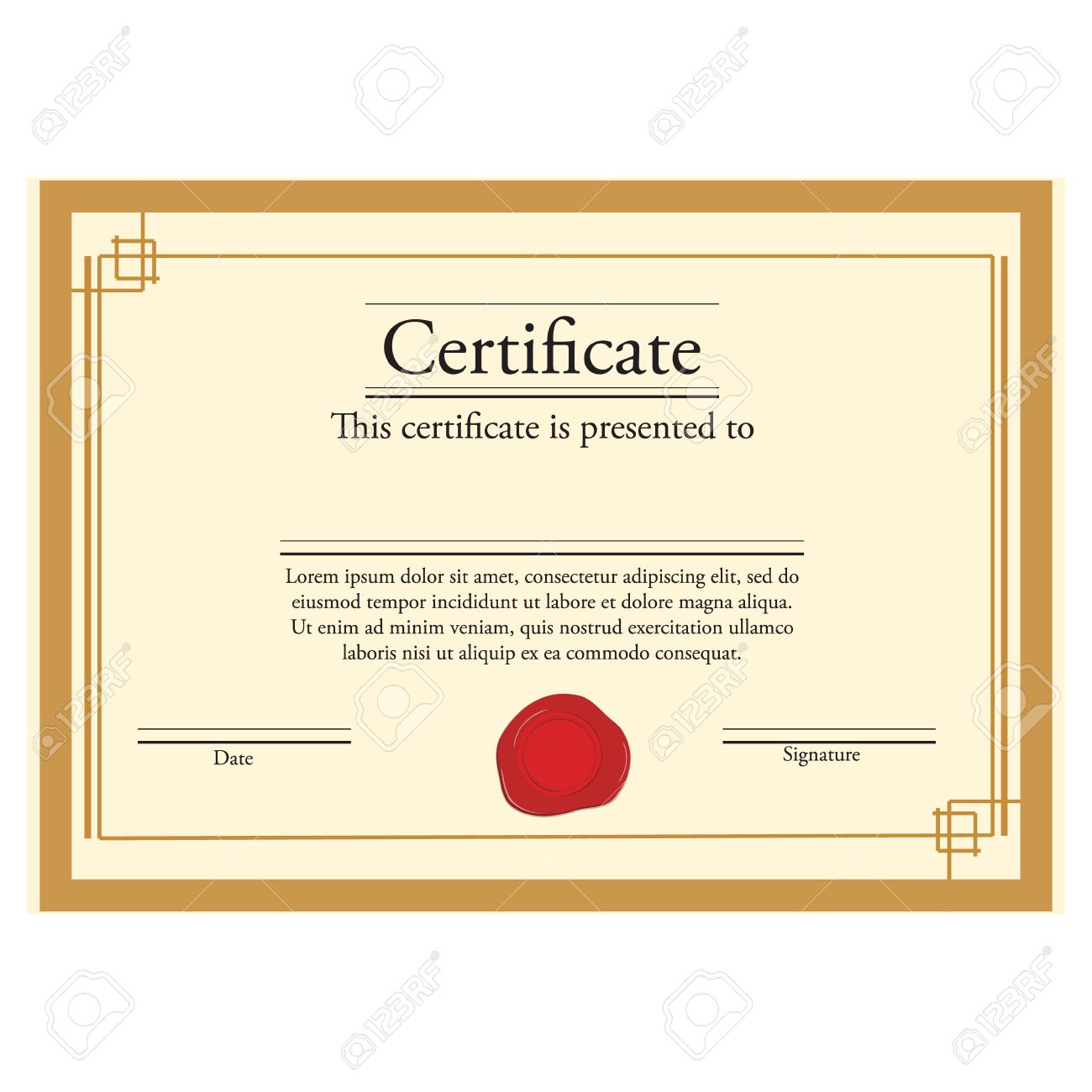 illustration raster illustration of certificate template with red wax stamp and golden frame certificate border modern certificate - Certificate Frame Template illustration raster illustration of certificate template with red wax stamp and golden frame certificate border modern certificate - Certificate Frame Template