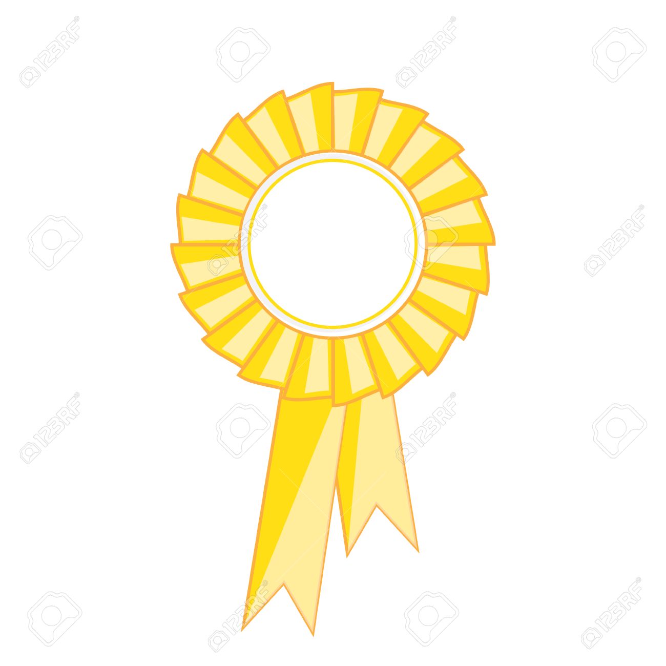 raster illustration yellow award badge ribbon label with ribbon