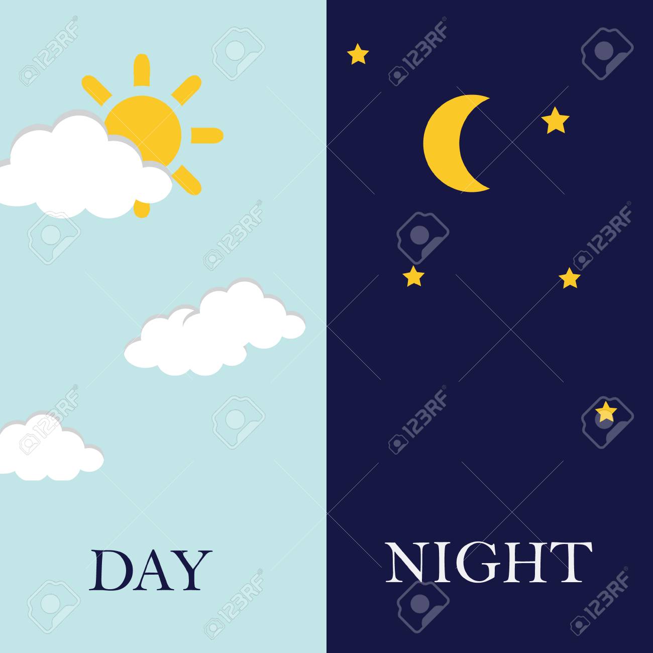 Vector illustration of day and night. Day night concept, sun and moon, day night icon - 62145598 Vector illustration of day and night. Day night concept, sun and moon, day night icon - 62145598