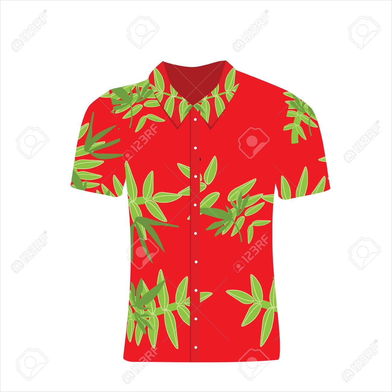 ハワイアンシャツのイラストアート ベクトル イラスト ハワイアン アロハ シャツ。ビーチ男性布