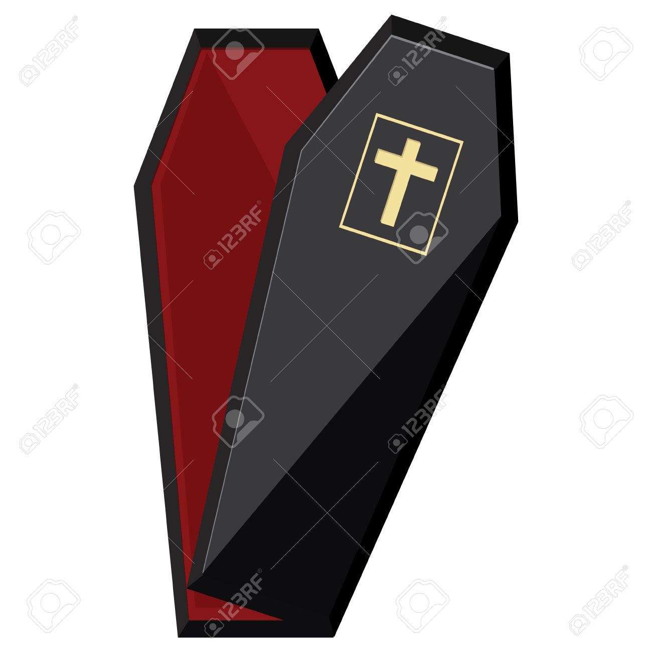 Vektor Illustration Eleganten Schwarzen Sarg Mit Kreuz Eroffnet Sarg Mit Rotem Tuch Innen Lizenzfrei Nutzbare Vektorgrafiken Clip Arts Illustrationen Image 67827565