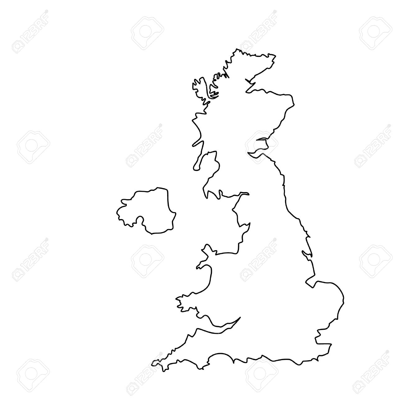 Vector Illustration Uk Map Outline Drawing England Map Line