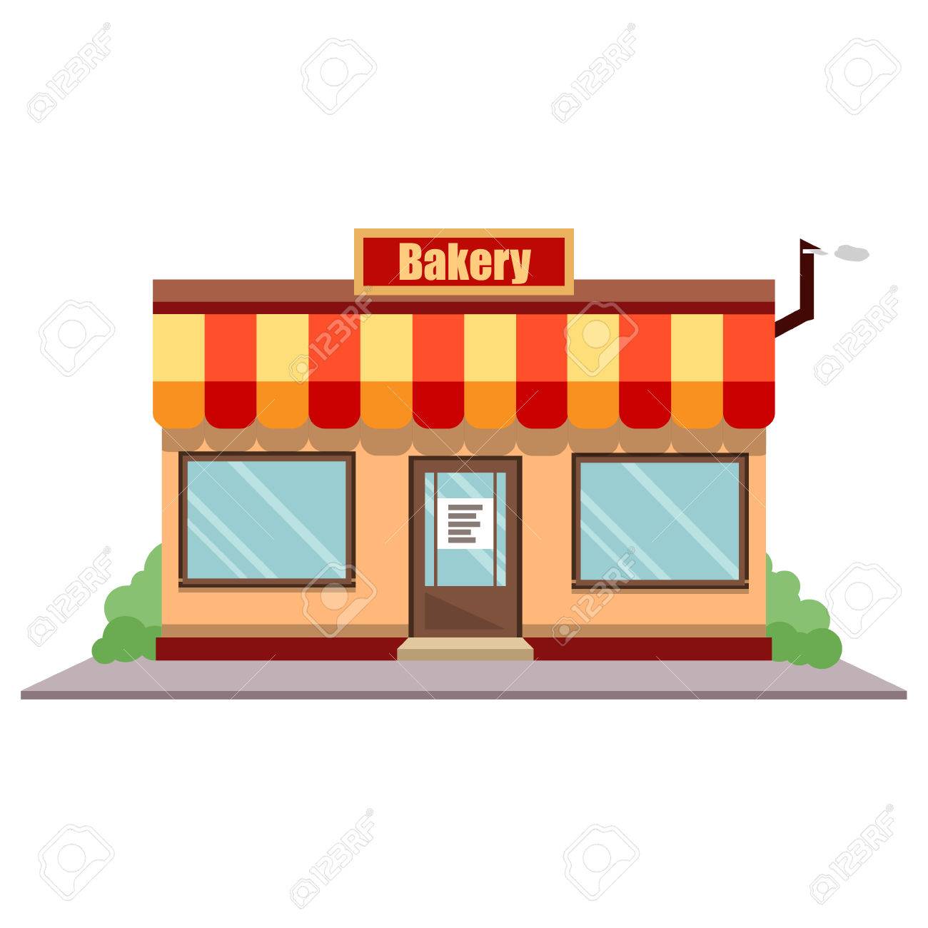 Vector Illustration Bakery Shop Front Street Local Restaurant