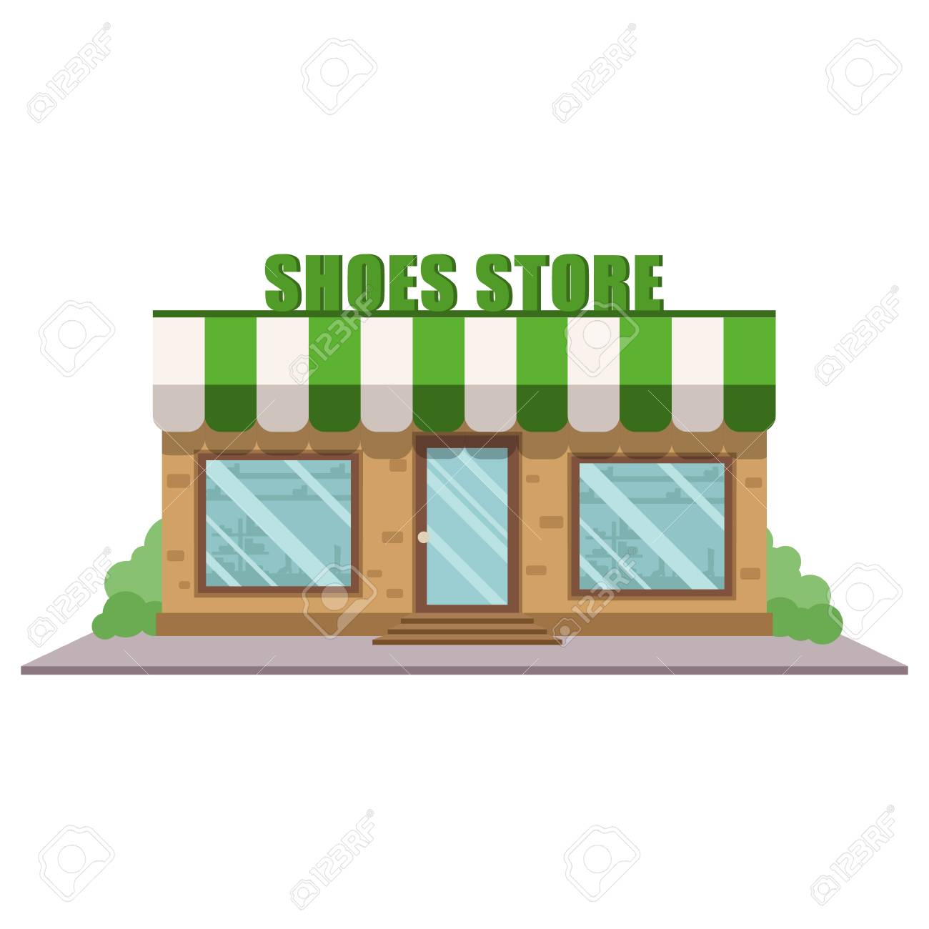 ベクトル図靴及び履物 建物ファサード靴屋 ショップ アイコン 都市の公共の建物 のイラスト素材 ベクタ Image