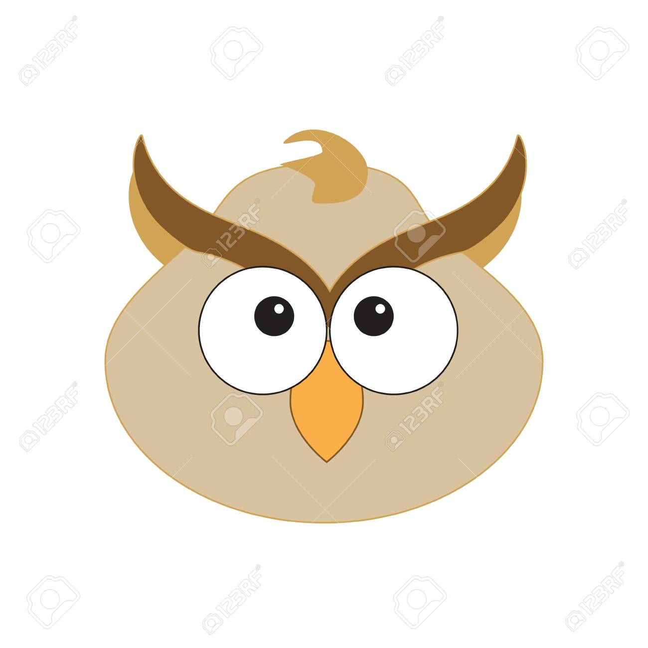 Raster Illustration Hibou Bebe Mignon Icone De Visage De Caractere Tete D Animal De Dessin Anime Banque D Images Et Photos Libres De Droits Image