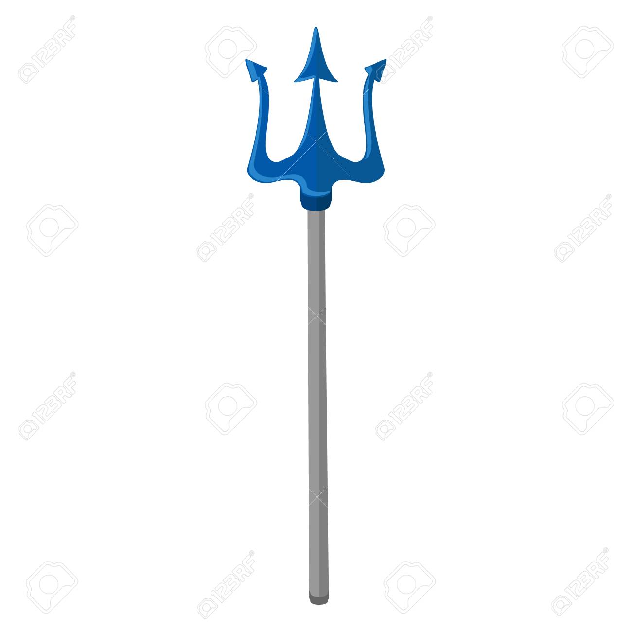 ラスター図海王星 ポセイドンのトライデント 白い背景に分離された青いトライデント アイコン の写真素材 画像素材 Image