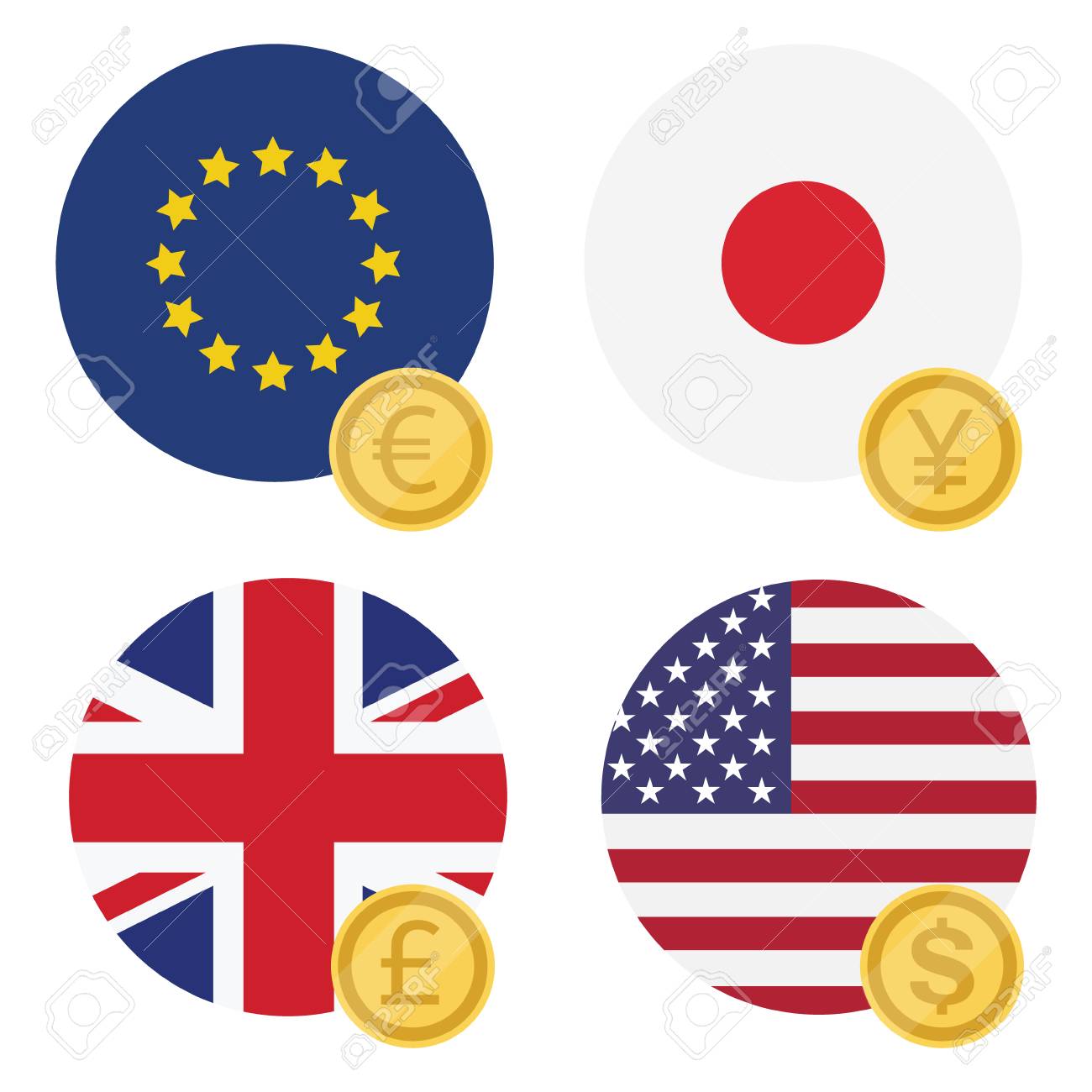 ベクトル図 1 ユーロ ドル ポンド 円通貨記号 Eu 英国 アメリカ 日本の旗を のイラスト素材 ベクタ Image 8137 ベクトル図 1 ユーロ ドル ポンド 円通貨記号 Eu 英国 アメリカ 日本の旗を のイラスト素材 ベクタ Image 8137