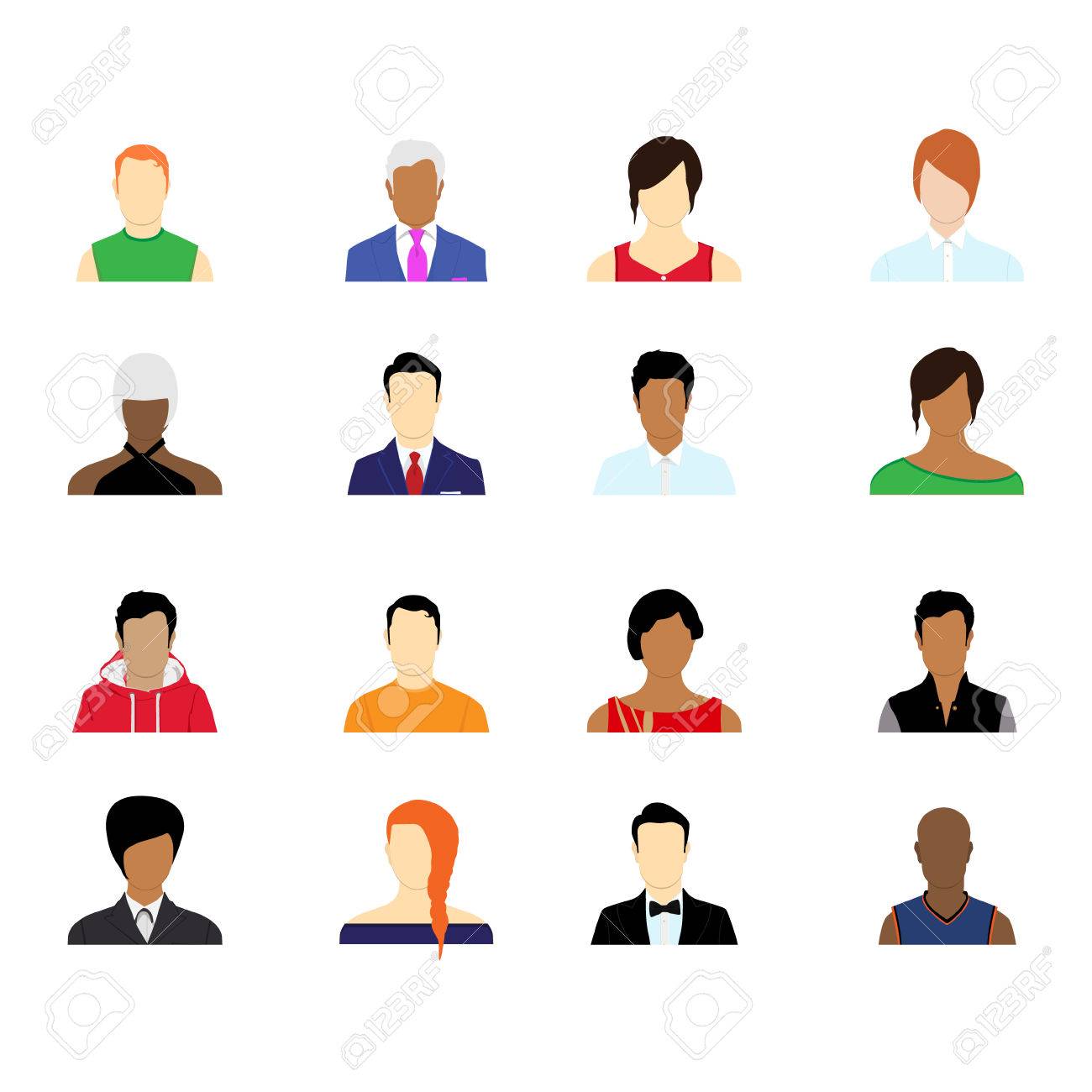 People Icons Set. Team Concept. Diverse business men avatar icons. Vector illustration of flat design people characters. Stock Vector