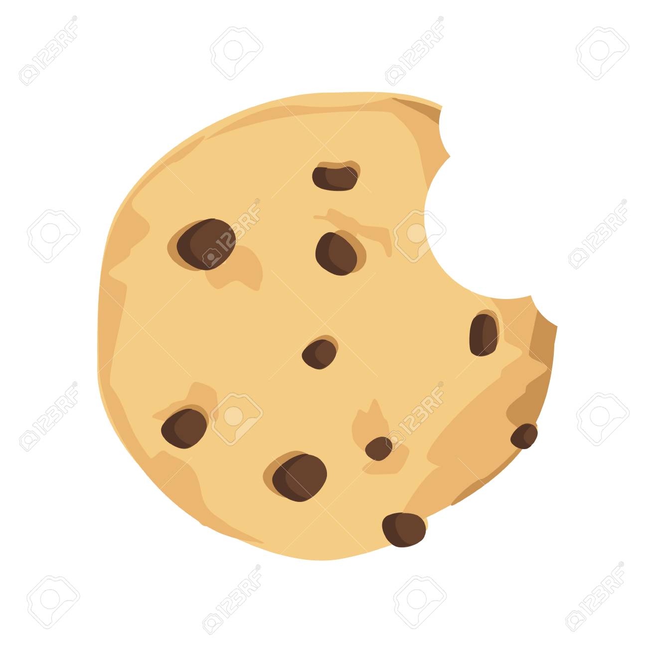 ベクトル イラストかまれたチョコチップ クッキー 焼きたてのチョコ クッキー アイコン のイラスト素材 ベクタ Image 7508