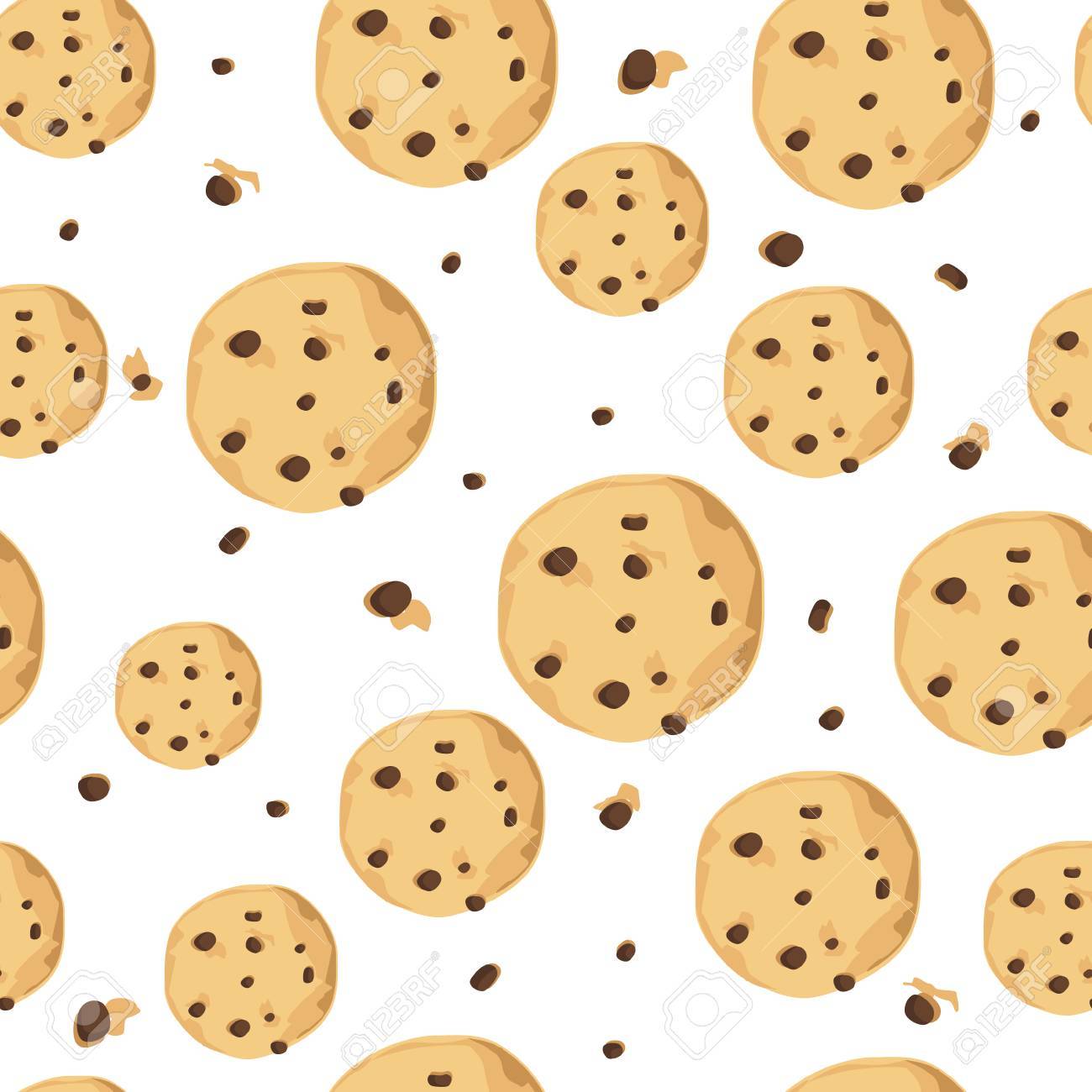 ラスター イラストかわいいのシームレスなパターンのチョコレート チップ クッキーの背景 焼きたてのチョコ クッキーのアイコン 食のパターン の写真素材 画像素材 Image 6165
