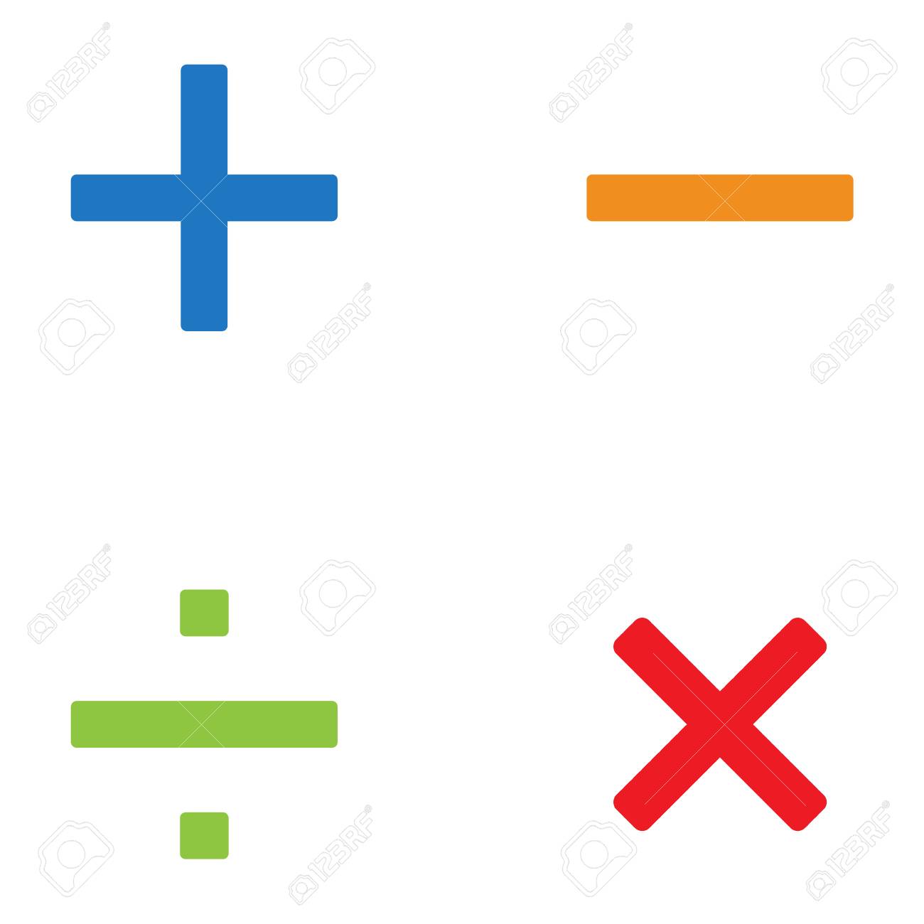 Vector illustration simple math symbols, signs set, collection in bright color isolated on white background. - 89269263 Vector illustration simple math symbols, signs set, collection in bright color isolated on white background. - 89269263