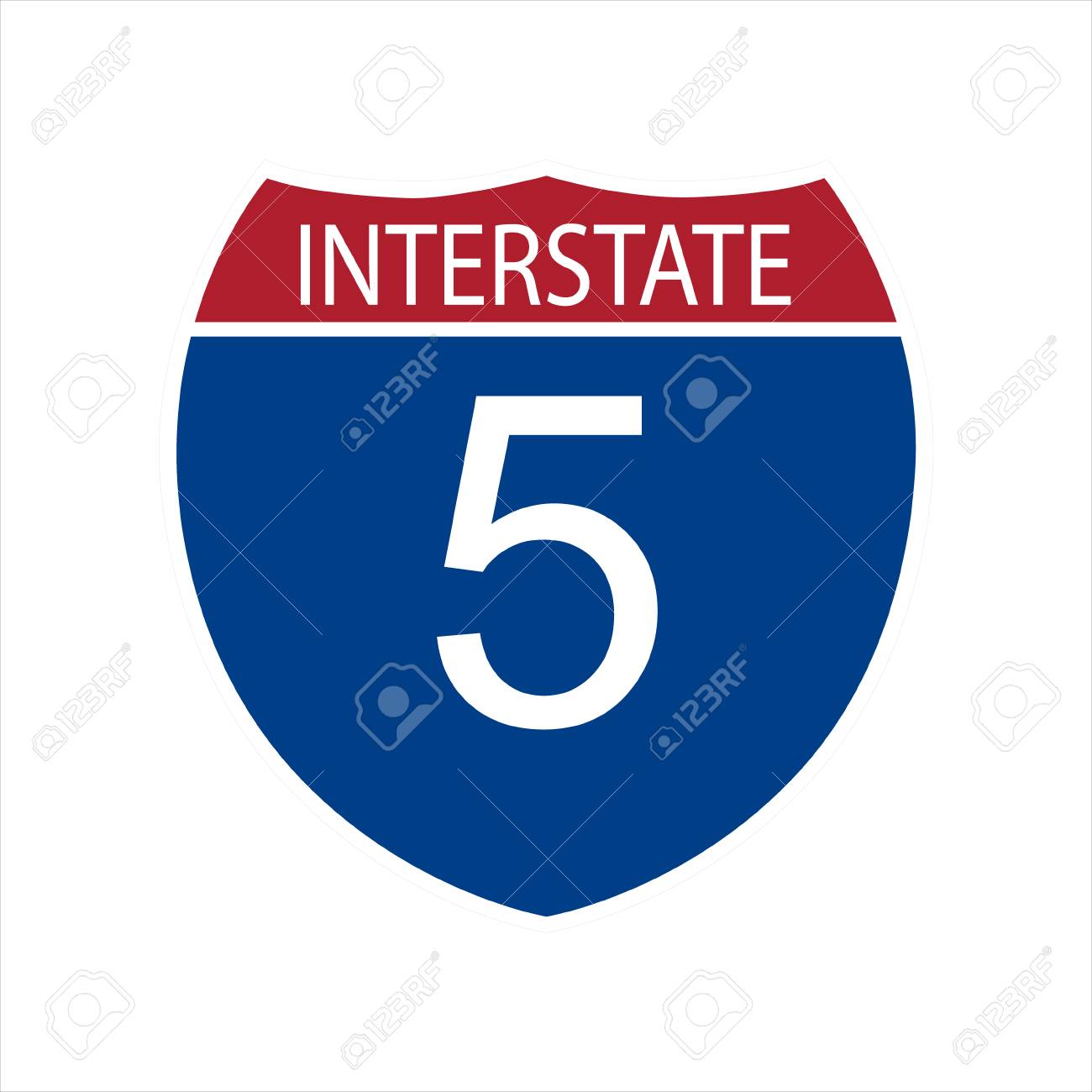 ベクトルイラスト州間高速道路5道路標識アイコンは 白い背景に隔離のイラスト素材 ベクタ Image