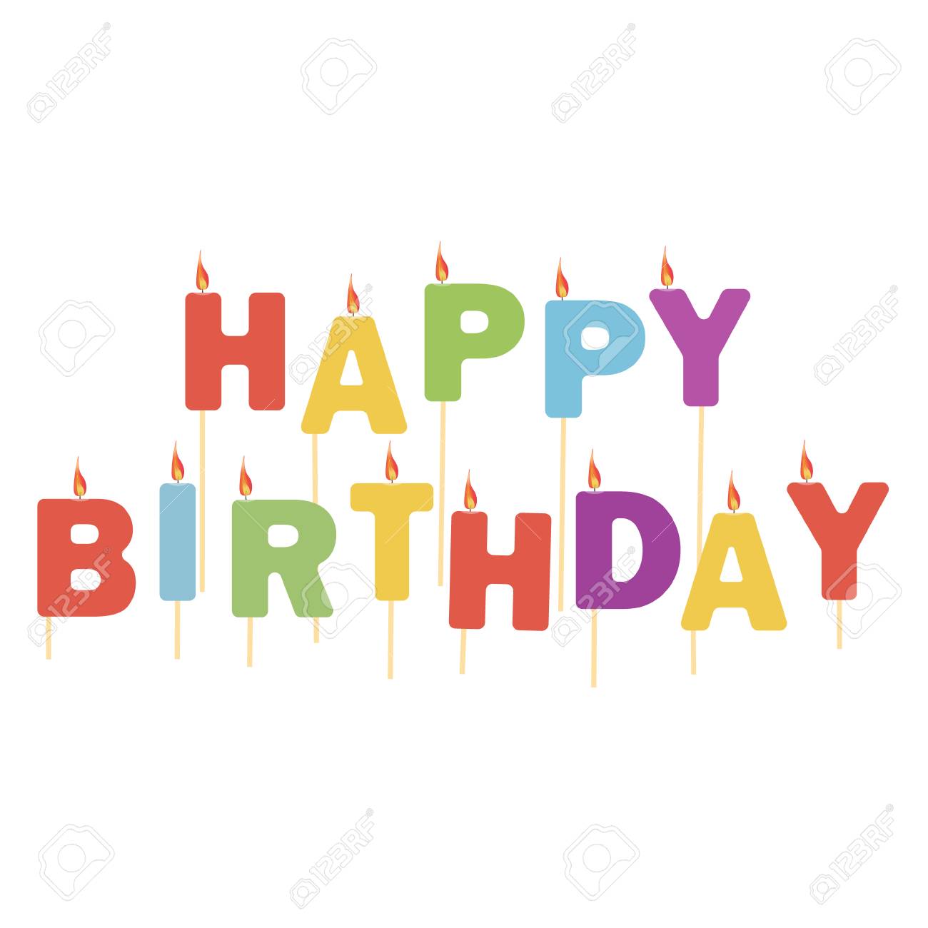 Raster Illustration Colorful Happy Birthday Candles Isolated On White Background Stock Photo Picture And Royalty Free Image Image