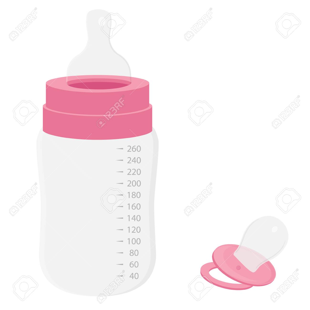 vector illustration pink feeding bottle milk bottle for baby