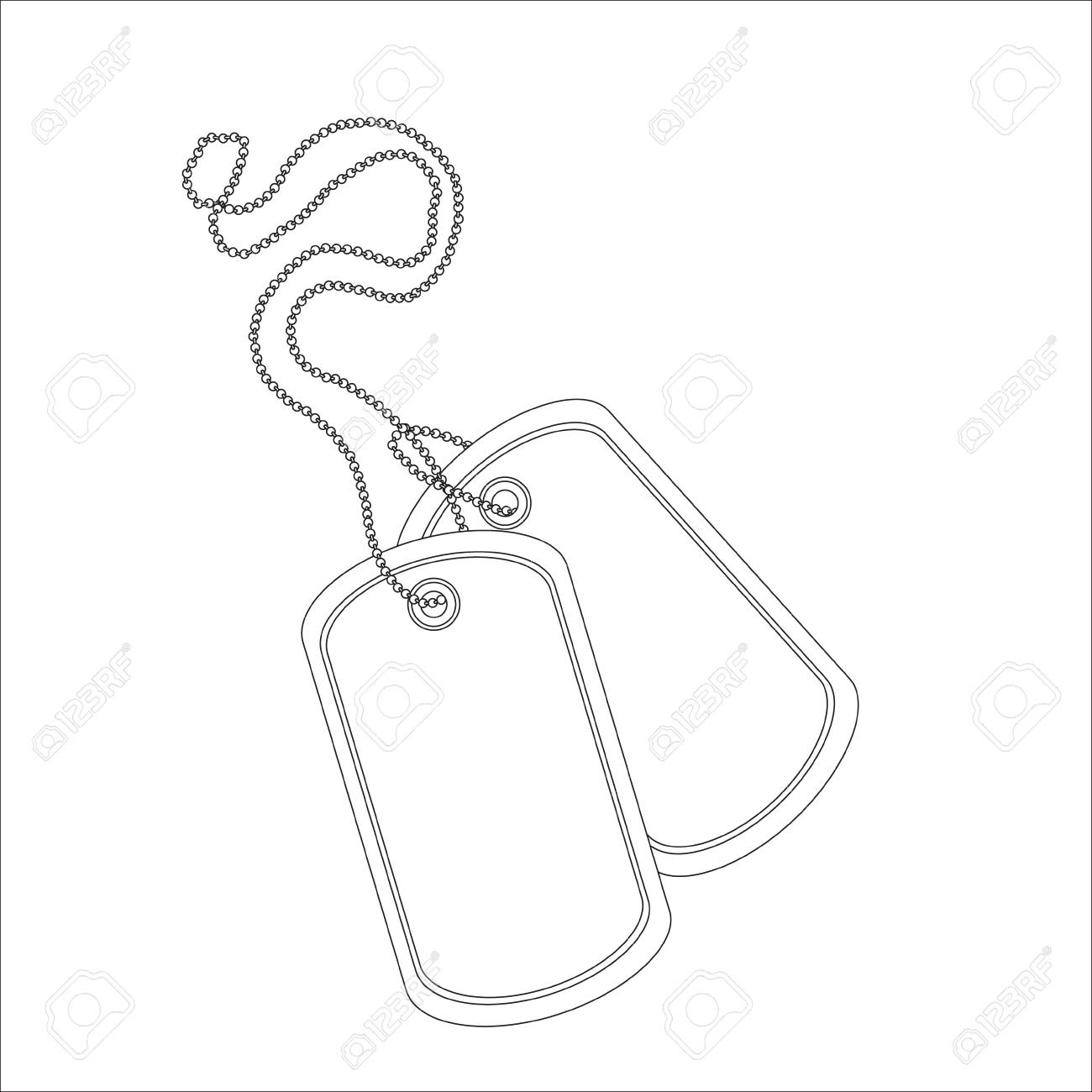 military dog tags drawing
