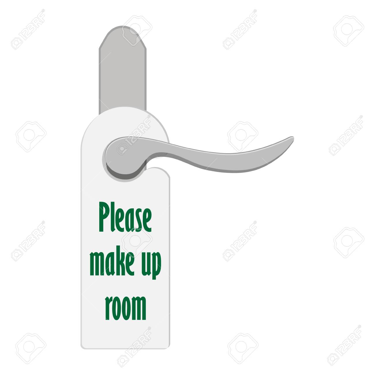 raster illustration realistic metal door handle with hotel hanger