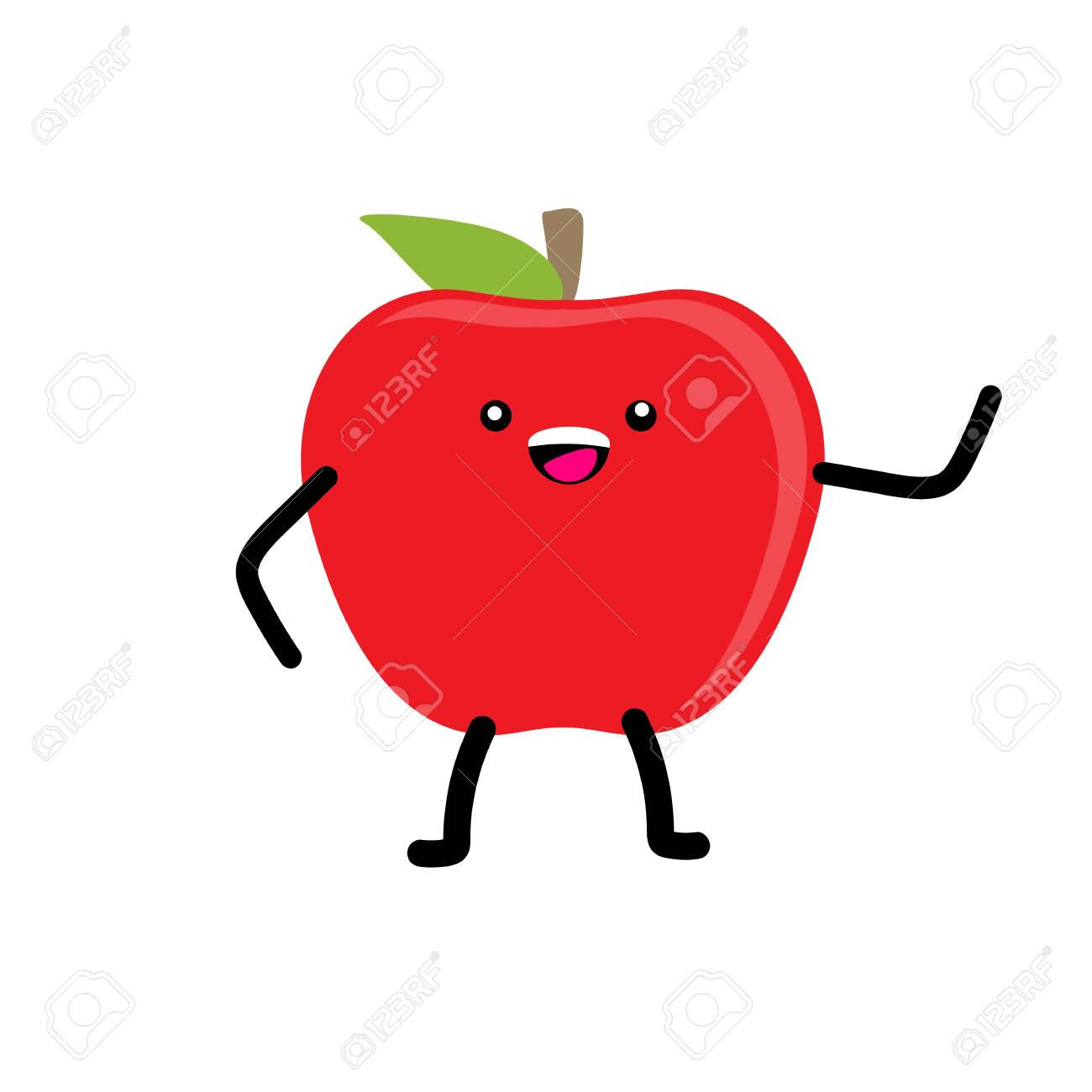 Fruits For Kids Cute Apple Fruit Character Vector Illustration Royalty Free Cliparts Vectors And Stock Illustration Image
