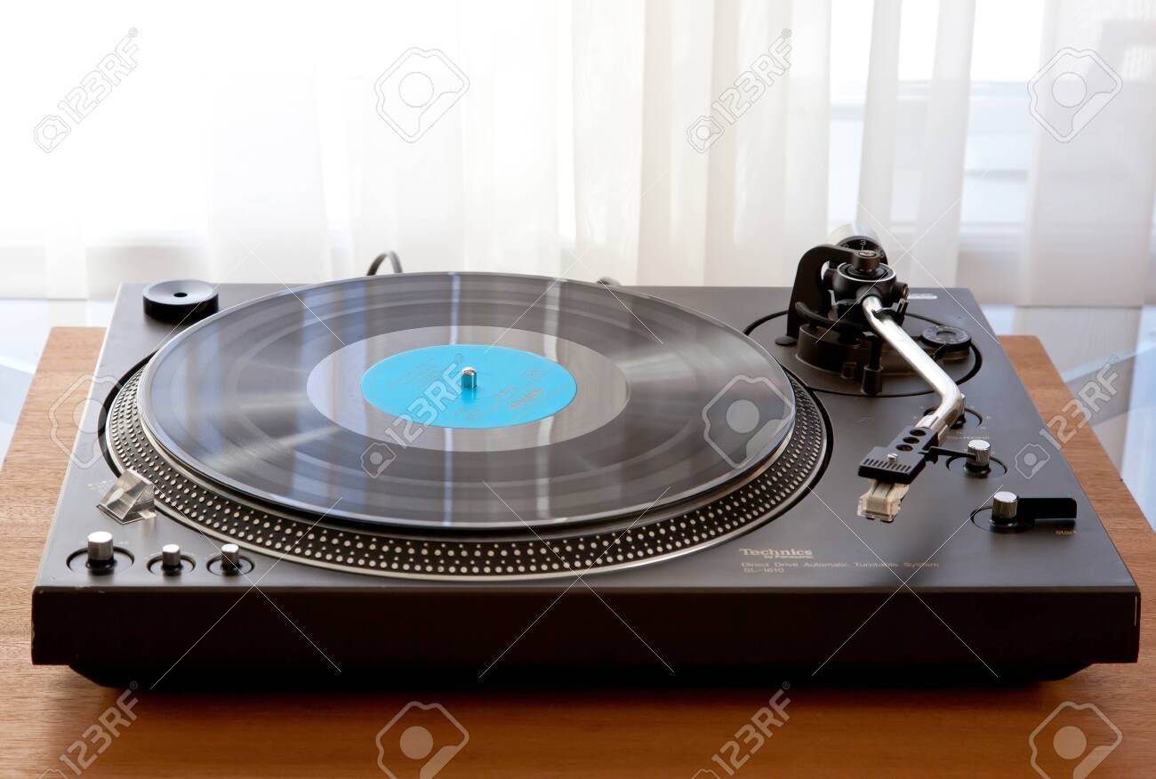 Vintage Vinyl Record Player Turntable With Reflection Stock Photo Picture And Royalty Free Image Image 117656444