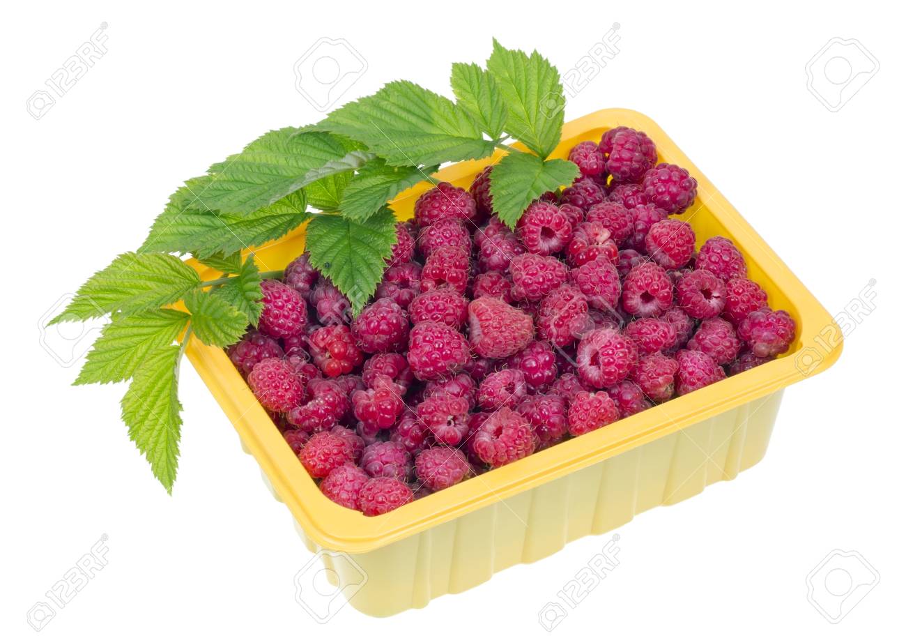 Ripe Red Raspberries In A Yellow Plastic Container Fruits Are Stock Photo Picture And Royalty Free Image Image 15960865