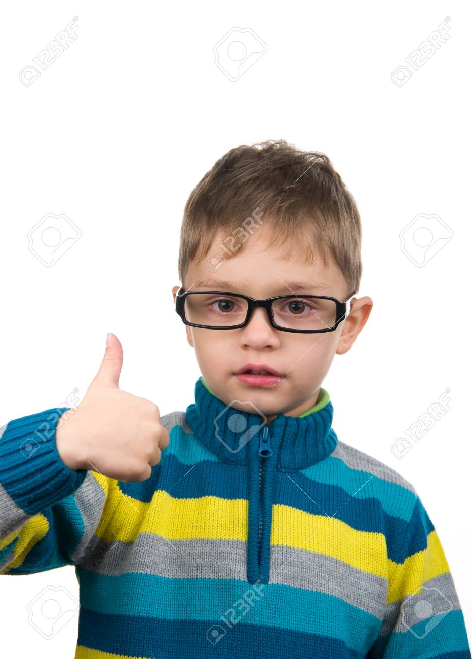 Image Of Cute Kid With Thumb Up Stock Photo Picture And Royalty