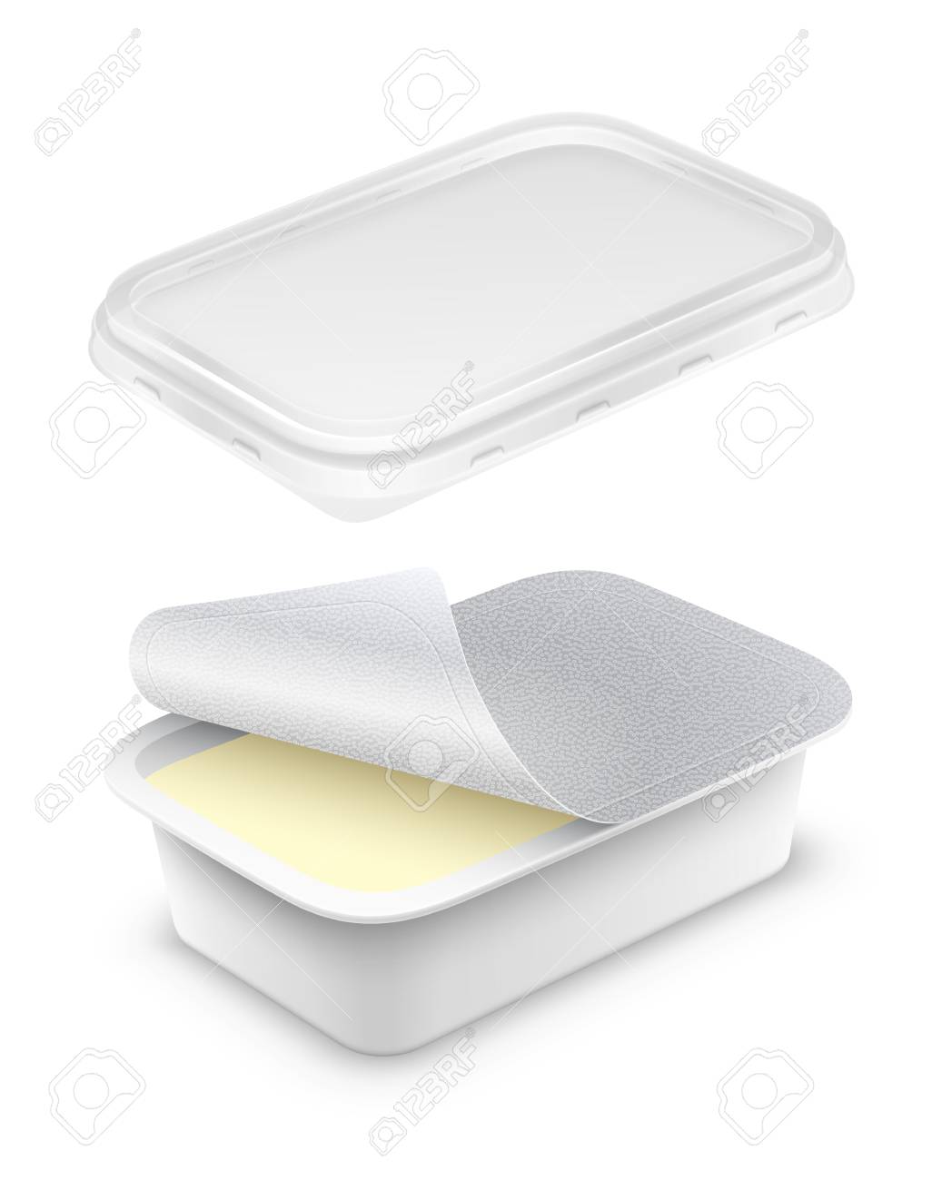 Download Open Rectangular Plastic Container With Foil And Transparent Royalty Free Cliparts Vectors And Stock Illustration Image 125788857