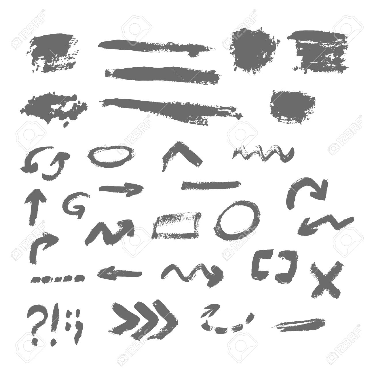 矢印を描いたブラシ 手書き 創造的なセットのイラスト素材 ベクタ Image