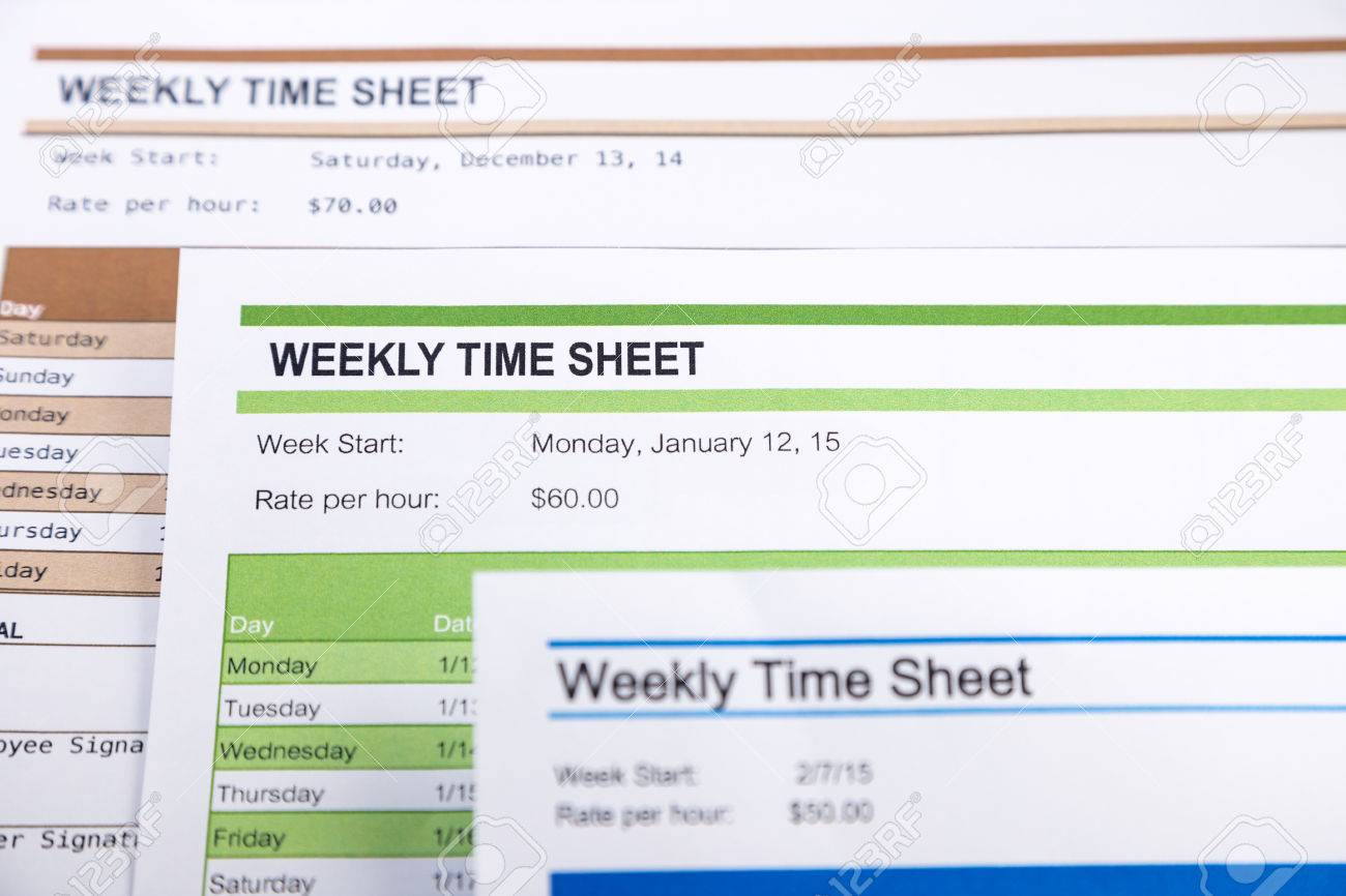 weekly time sheet forms for payroll human resources concept time sheet forms