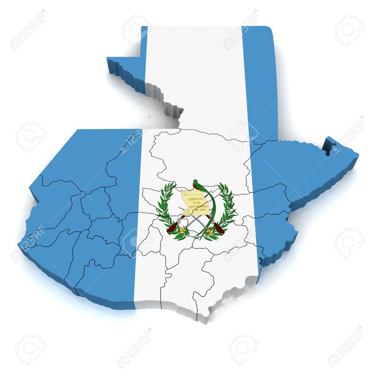 3D Map Of Guatemala Stock Photo, Picture and Royalty Free Image. Image  32522165.