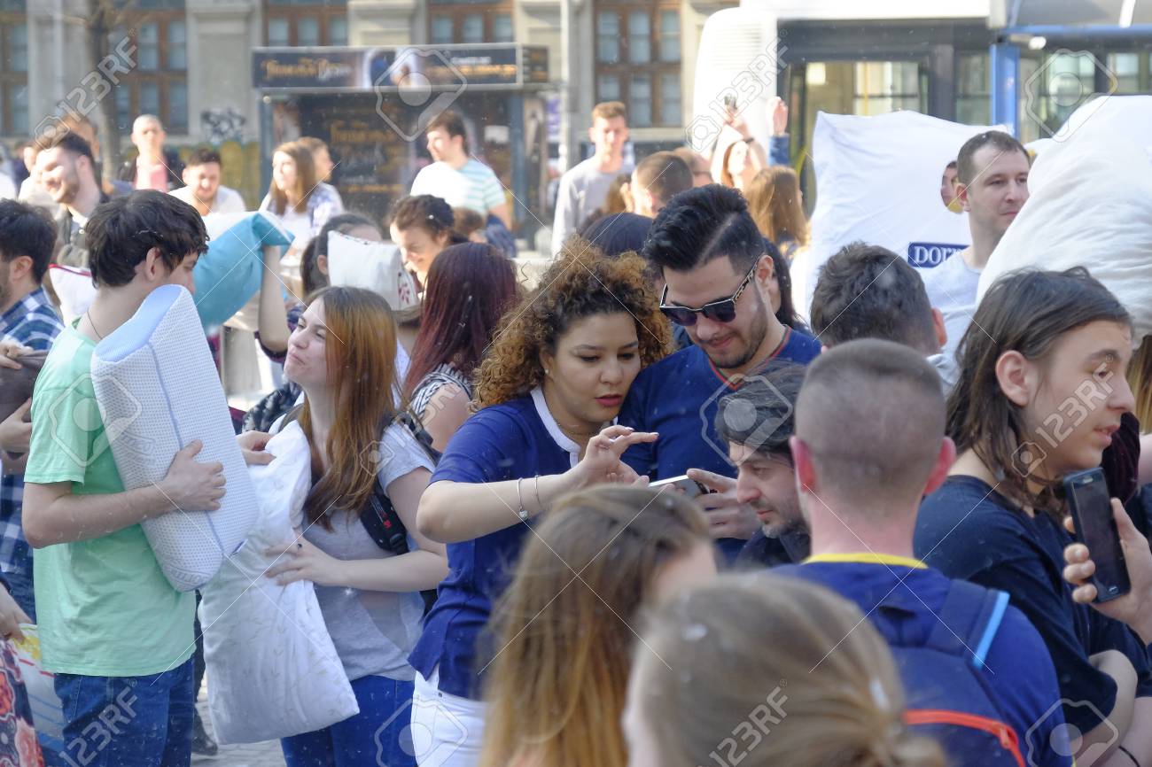 International Pillow Fight Day 2017 in Bucharest, Romania. April 1st in cities around the World. - 75126400 International Pillow Fight Day 2017 in Bucharest, Romania. April 1st in cities around the World. - 75126400