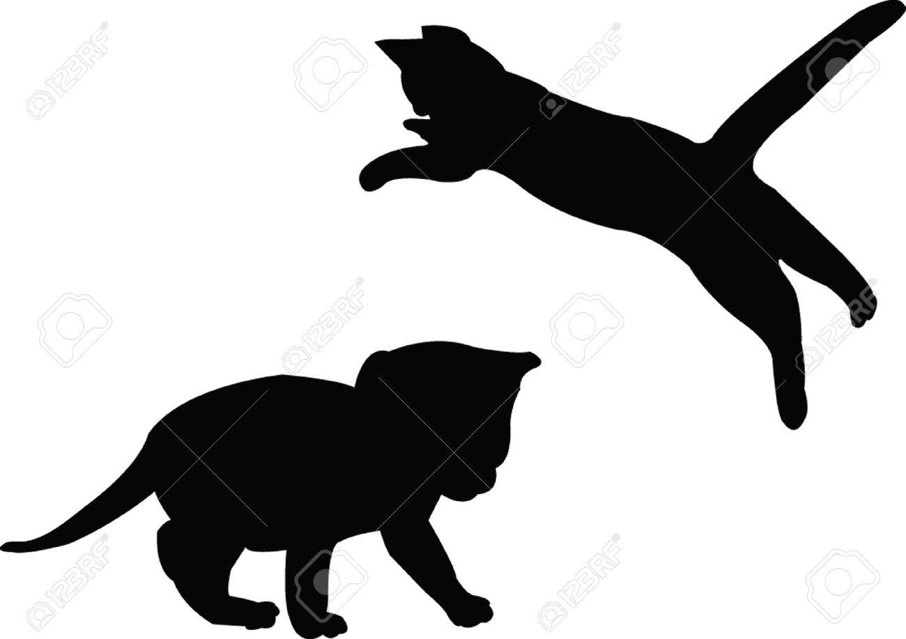 Bebe Chat Silhouette Vector Clip Art Libres De Droits Vecteurs Et Illustration Image