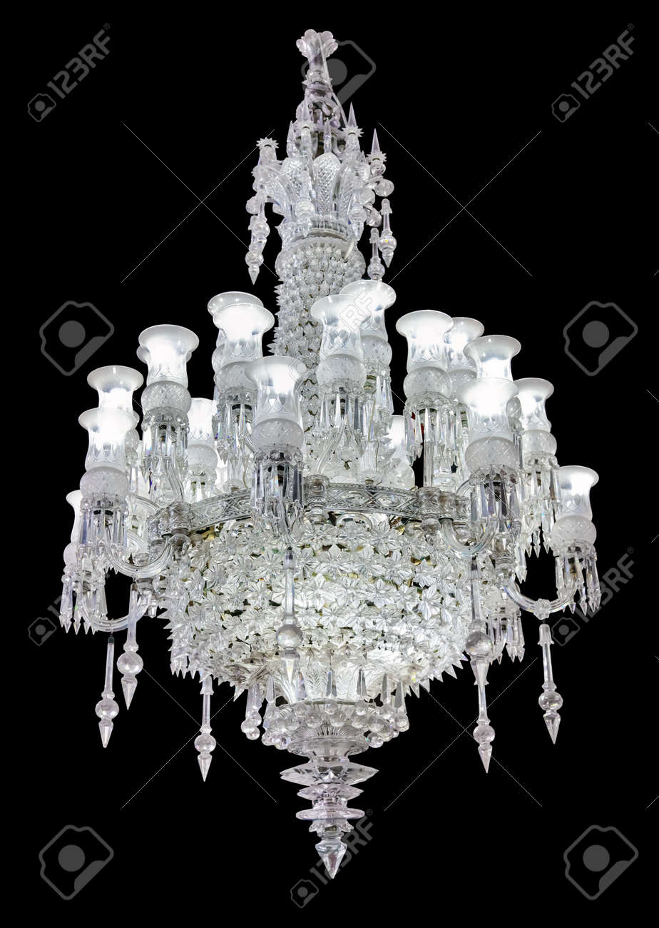 Crystal Strass Lamp White Over Black Background Luxury Interior Crystal Strass Lamp White Over Black Background Luxury Interior